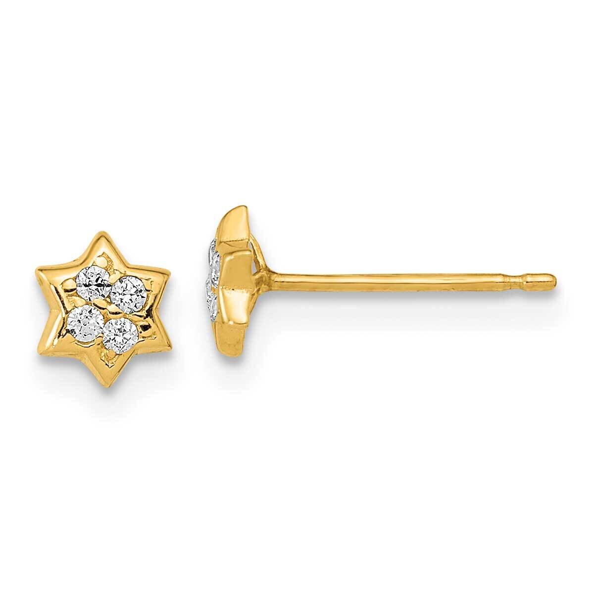 Star CZ Diamond Post Earrings 14k Gold Polished YE2130, MPN: YE2130, 191101785986