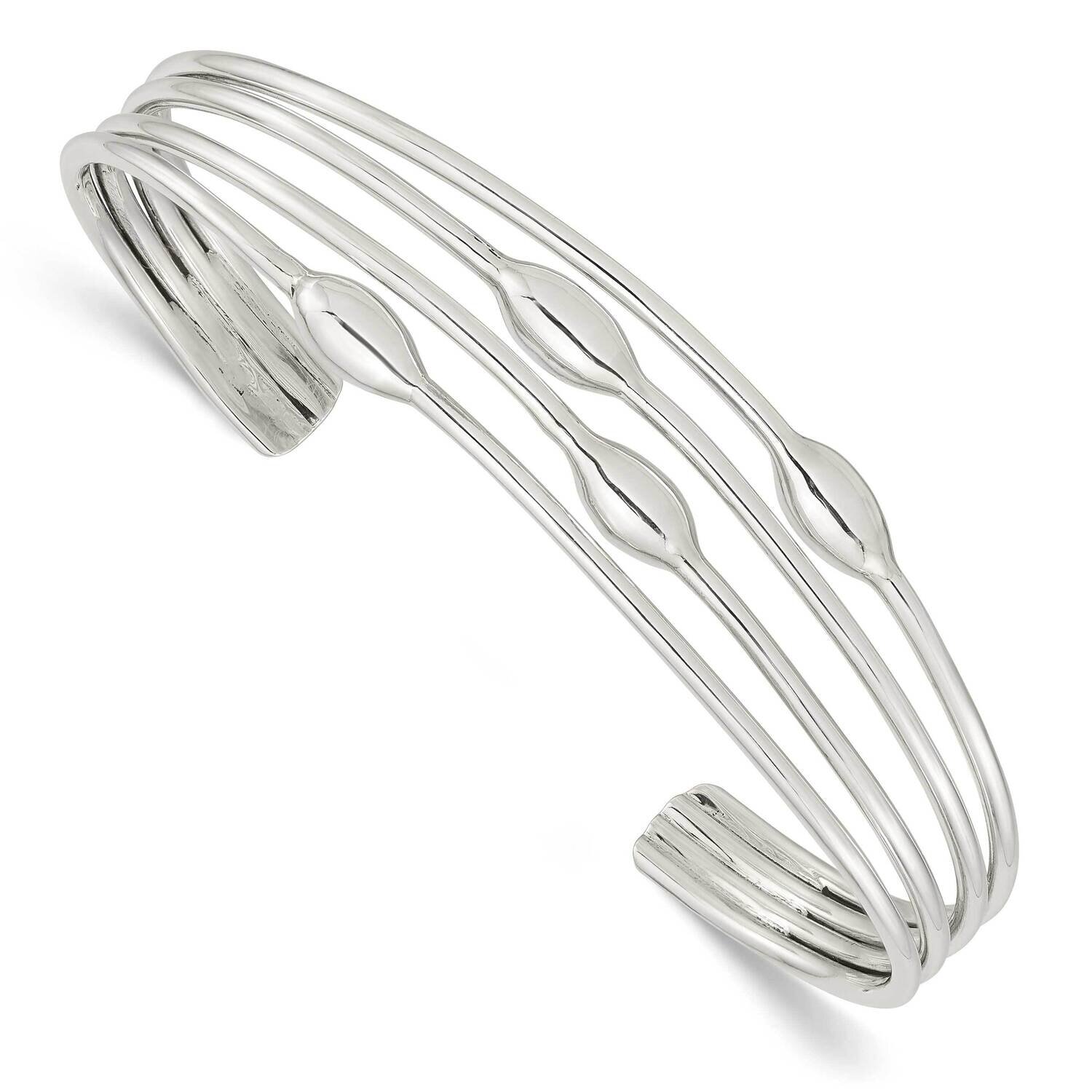 4 Band Cuff Bangle Sterling Silver Polished QB1378, MPN: QB1378, 196904155417