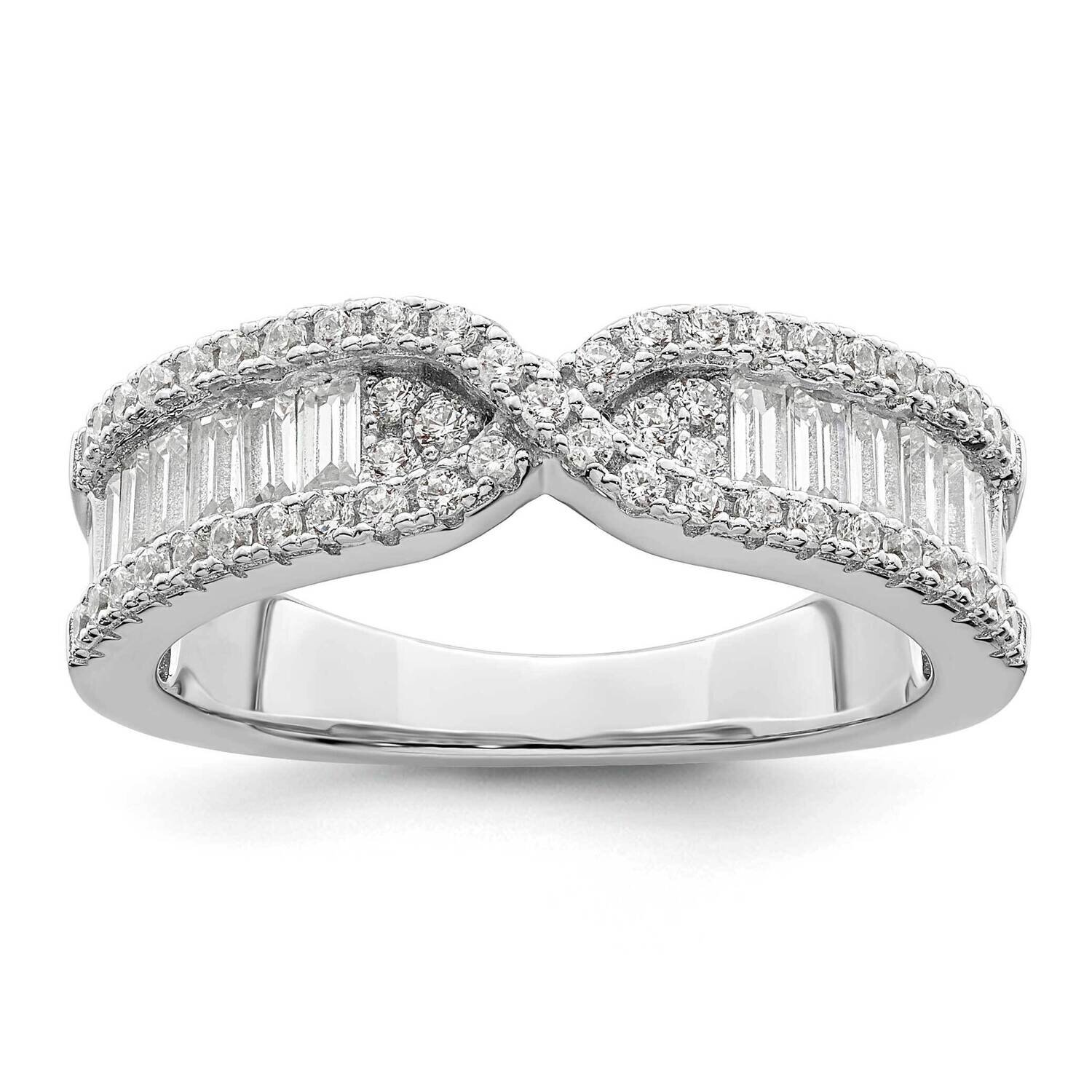 CZ Diamond Band Sterling Silver Rhodium-Plated QR7258-6, MPN: QR7258-6,
