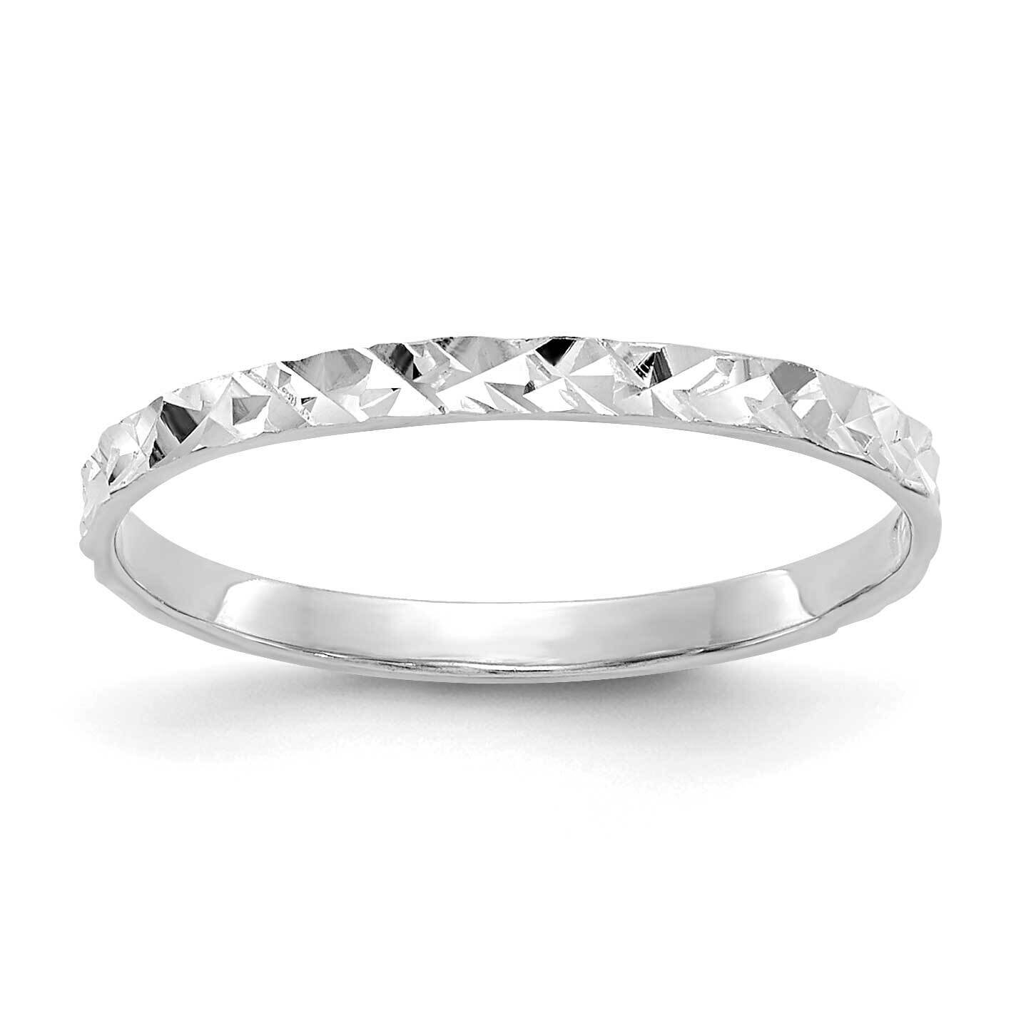 Diamond-Cut Design Band Childs Ring 14k White Gold R534W