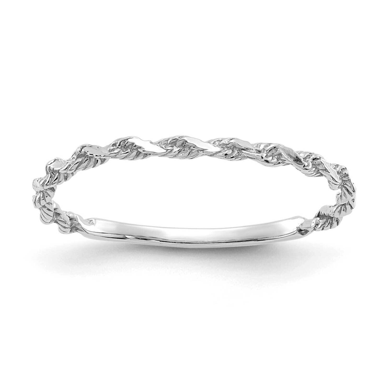 Diamond-Cut Textured Rope Band Ring 14k White Gold R543W