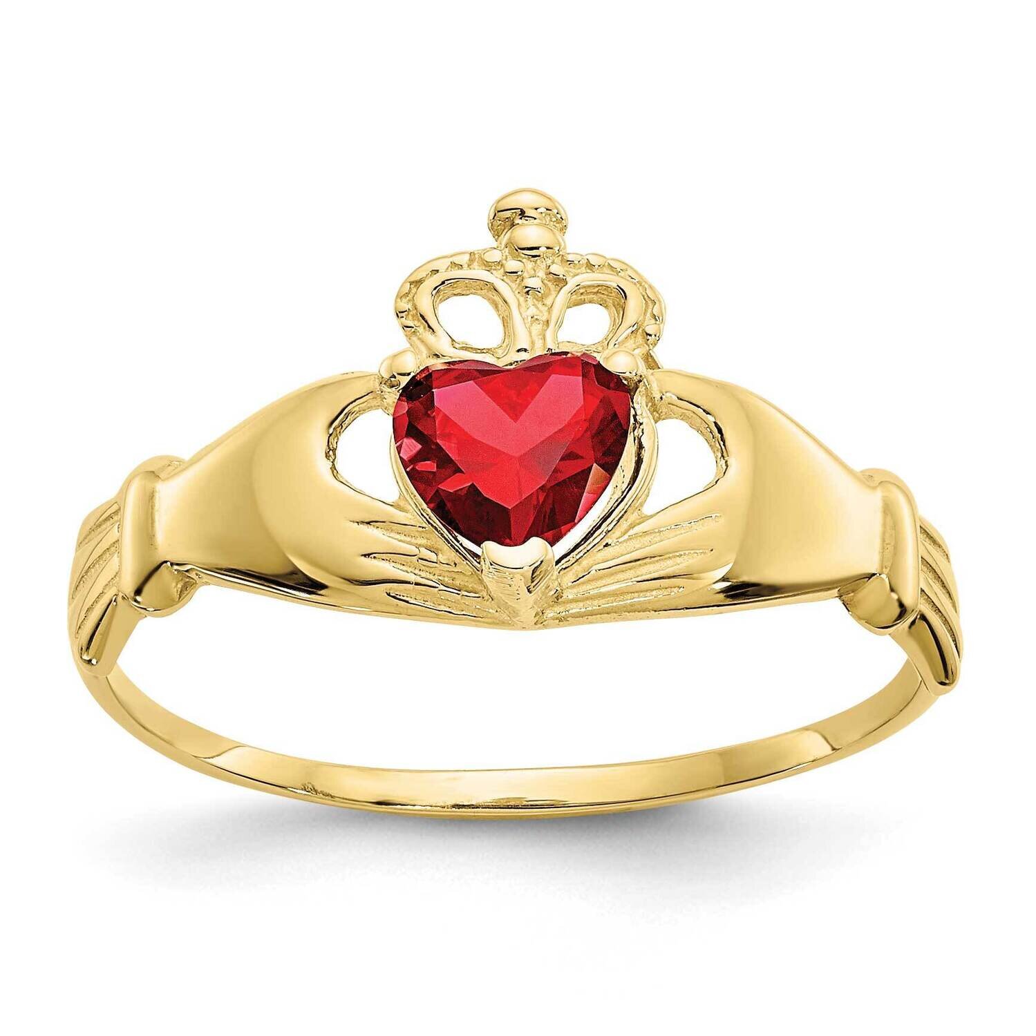CZ Diamond January Birthstone Claddagh Heart Ring 10k Gold 10D1792