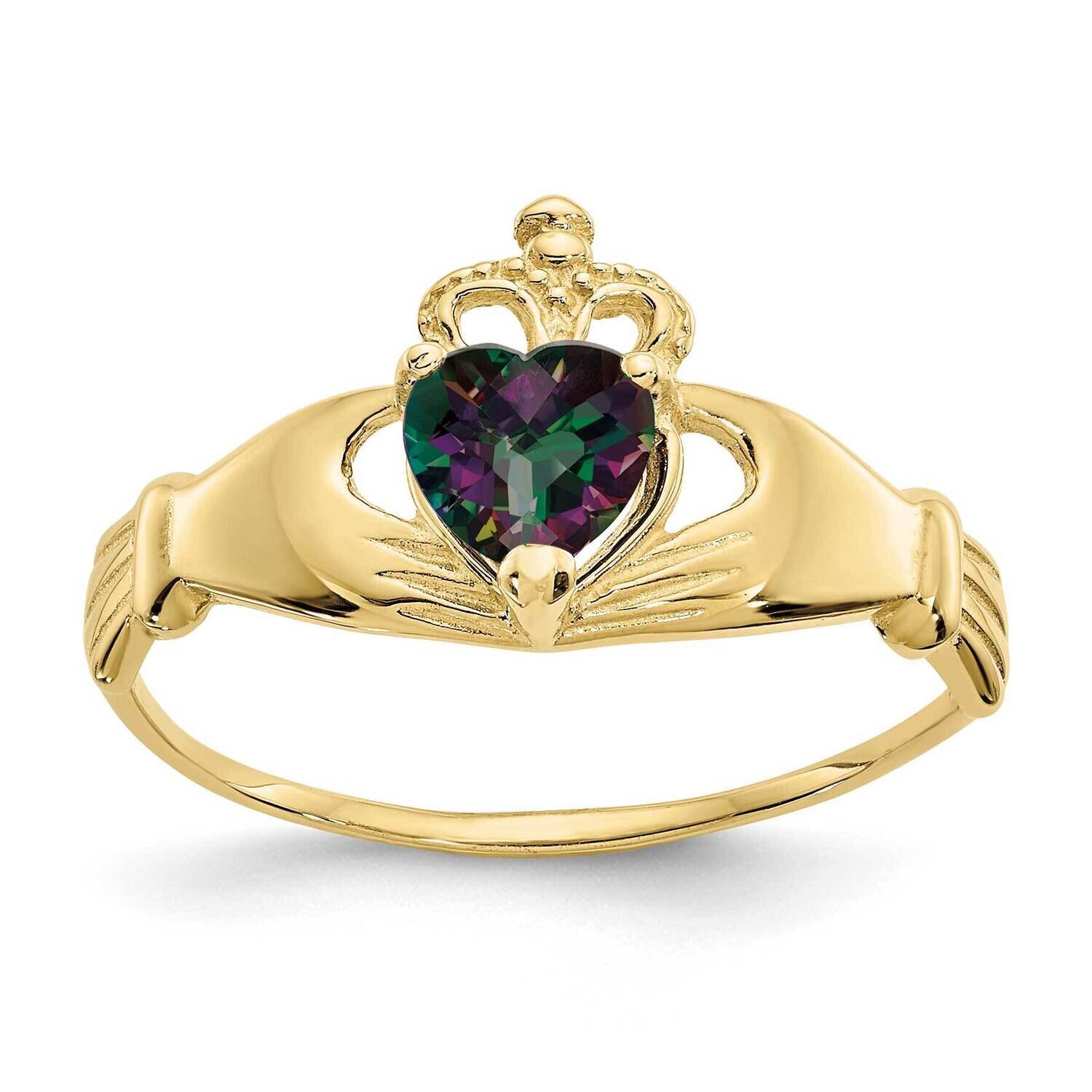 CZ Diamond June Birthstone Claddagh Heart Ring 10k Gold 10D1797, MPN: 10D1797, 191101729171