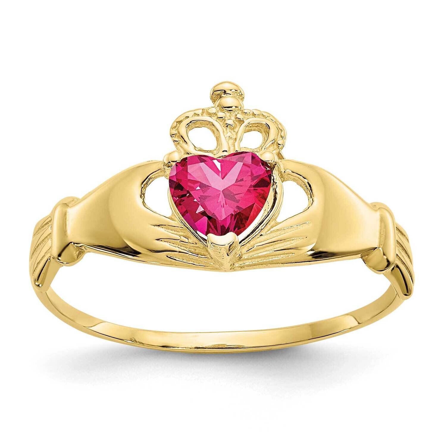 CZ Diamond July Birthstone Claddagh Heart Ring 10k Gold 10D1798, MPN: 10D1798, 191101729140