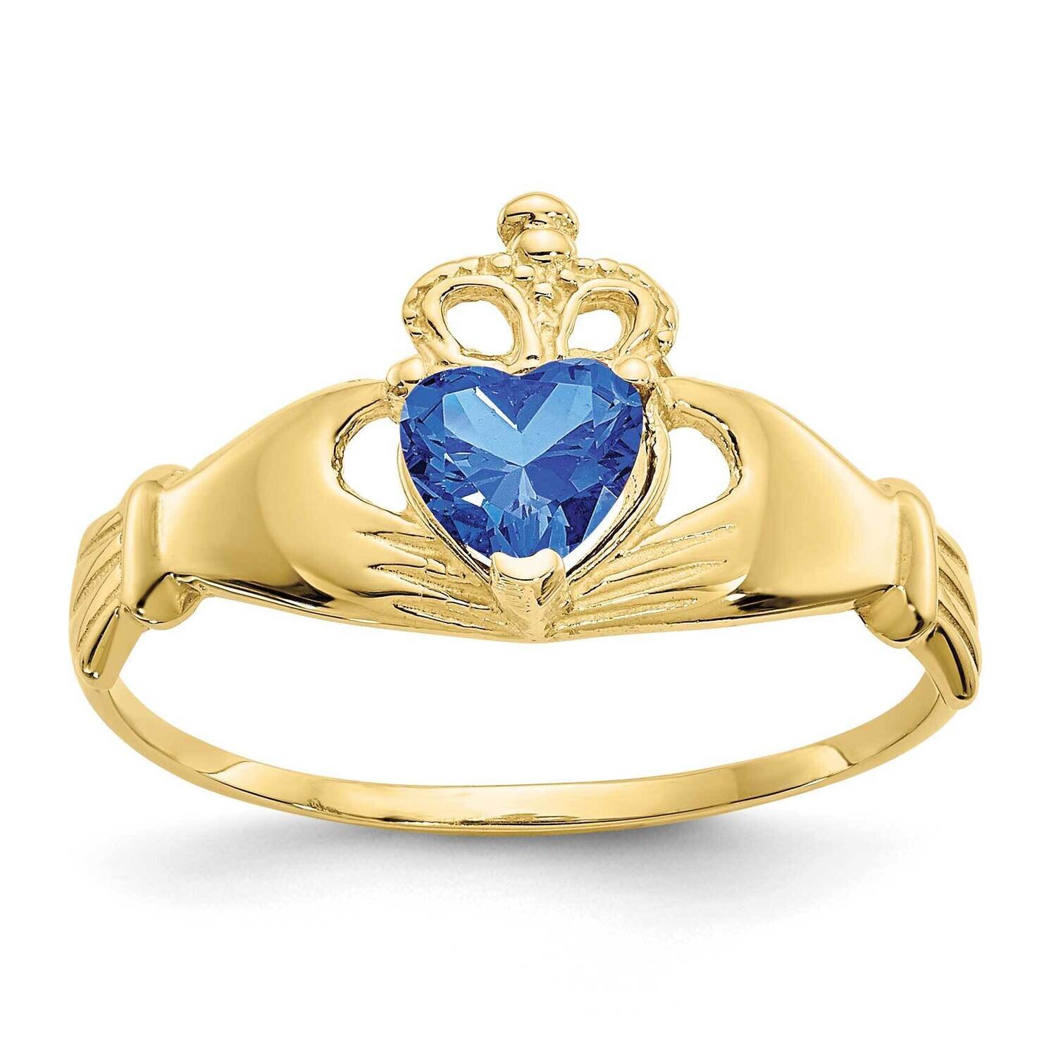 CZ Diamond September Birthstone Claddagh Heart Ring 10k Gold 10D1800, MPN: 10D1800, 191101729089