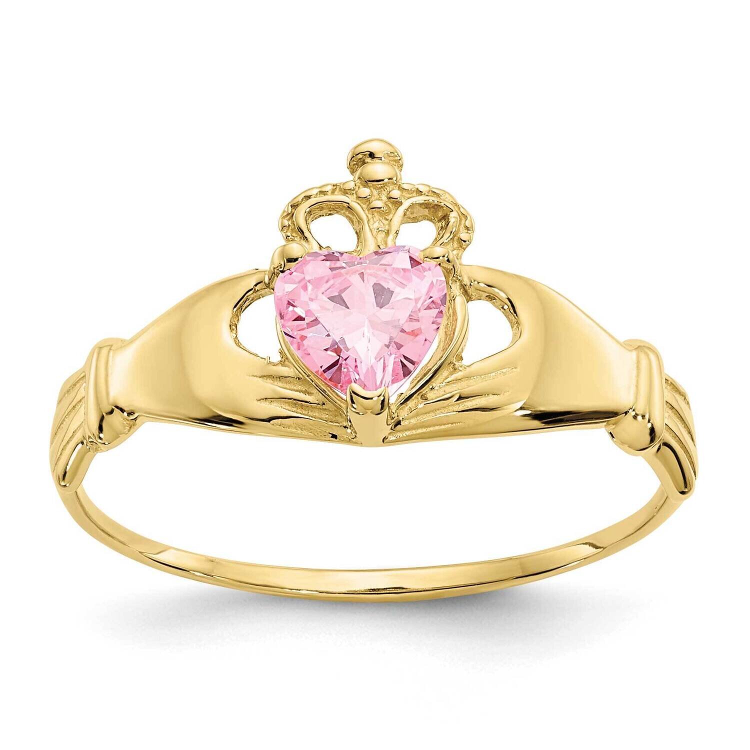 CZ Diamond October Birthstone Claddagh Heart Ring 10k Gold 10D1801, MPN: 10D1801, 191101729058