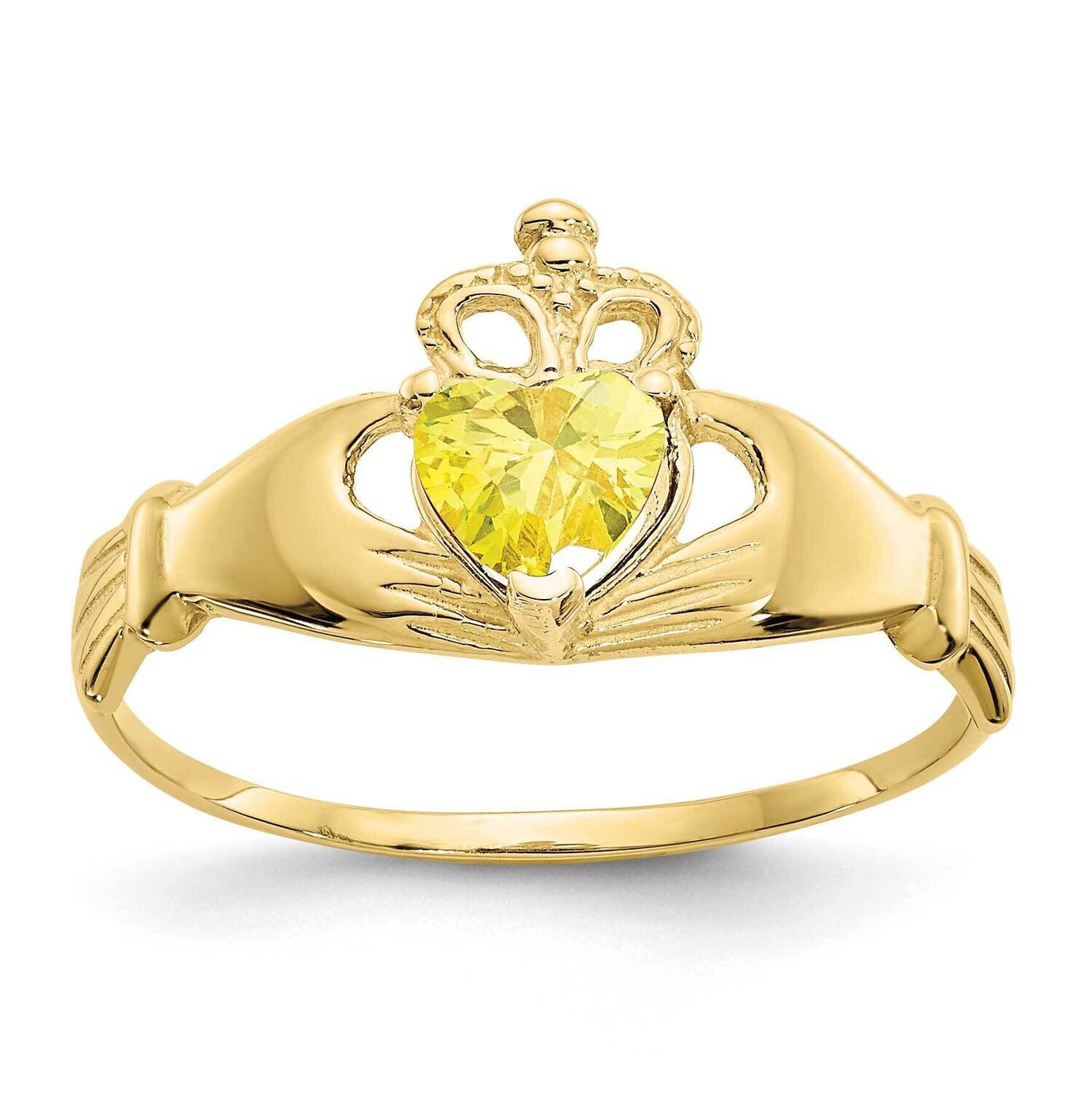 CZ Diamond November Birthstone Claddagh Heart Ring 10k Gold 10D1802