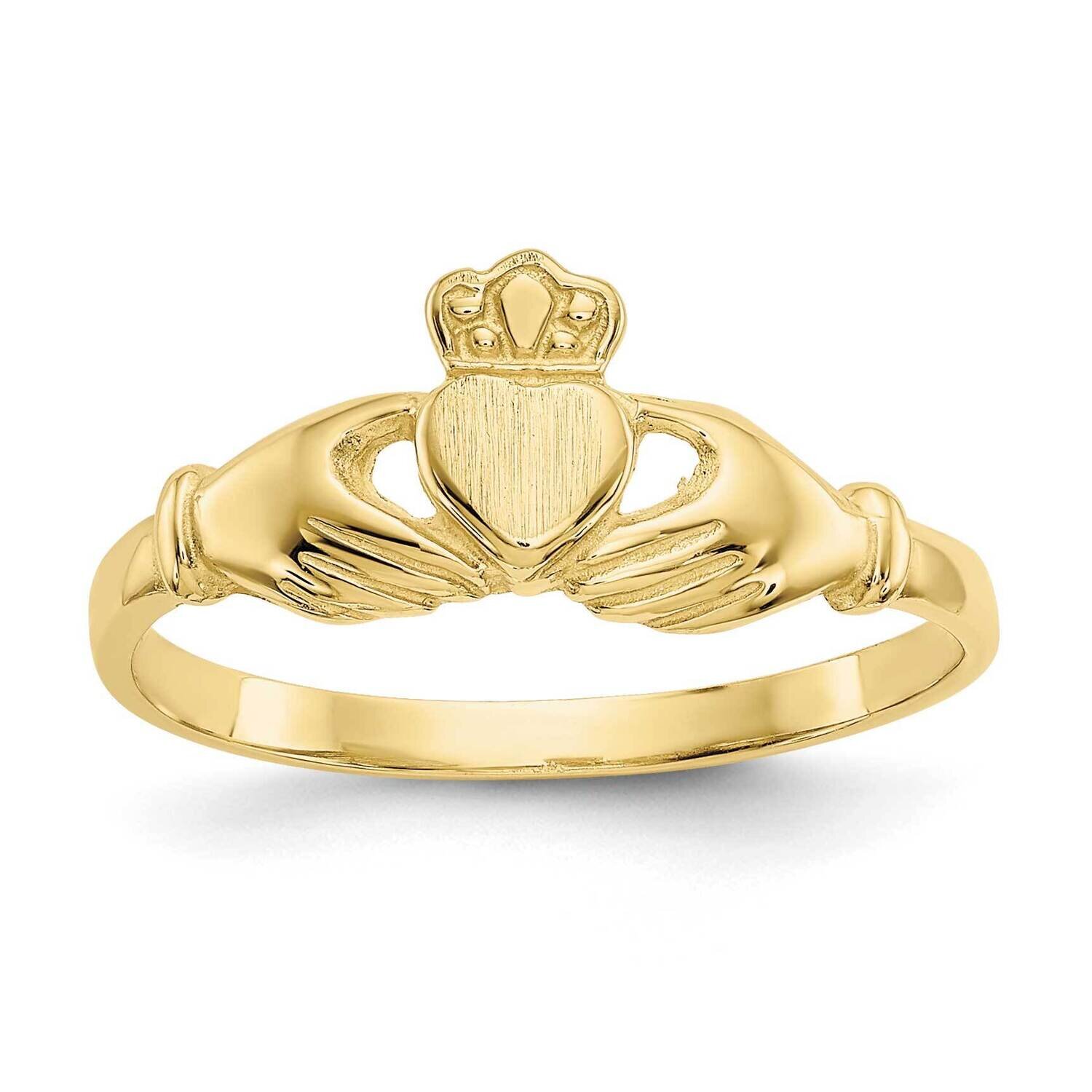 Satin Claddagh Ring 10k Gold Polished 10D99