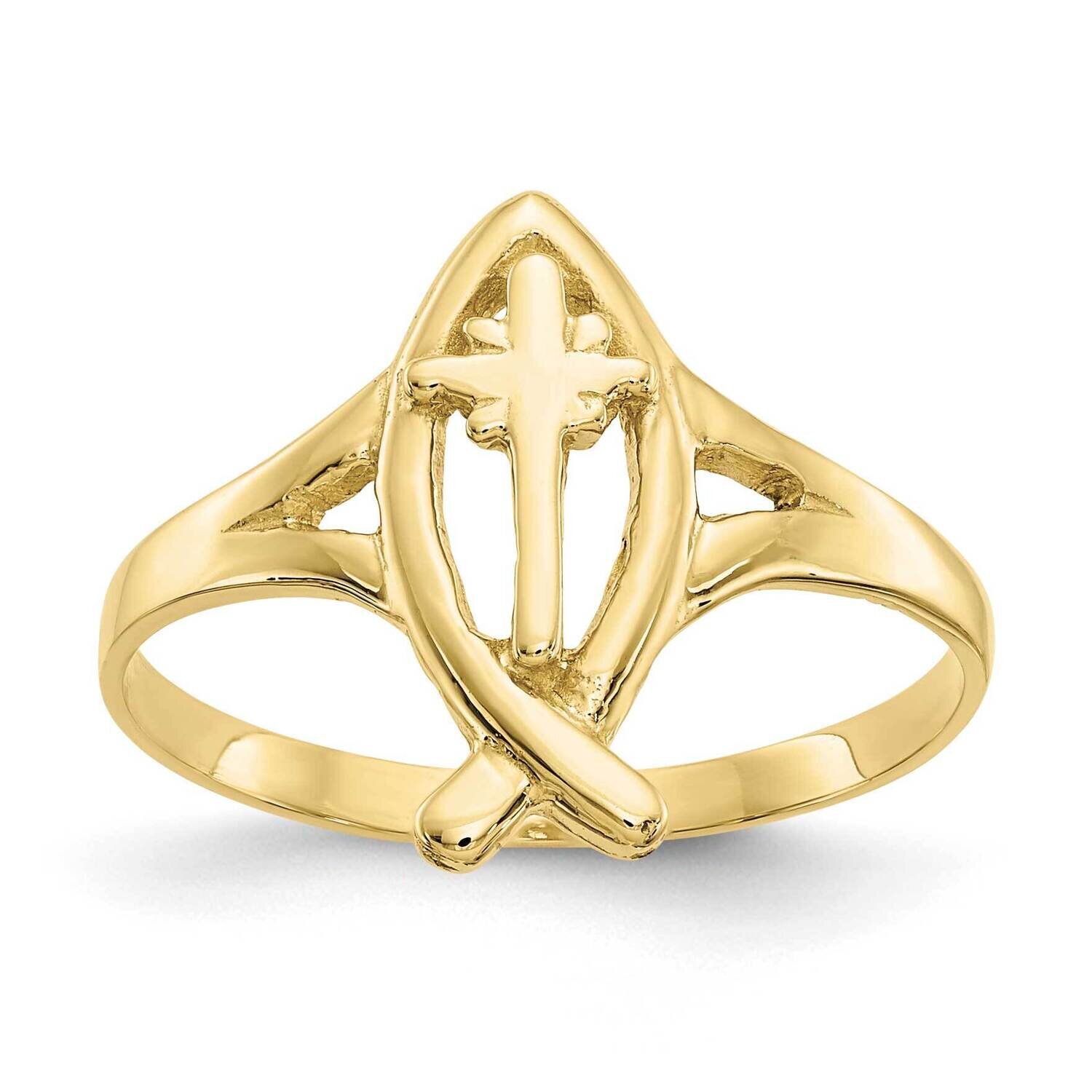 Ichthus with Cross Ring 10k Gold 10K3947, MPN: 10K3947, 191101726439