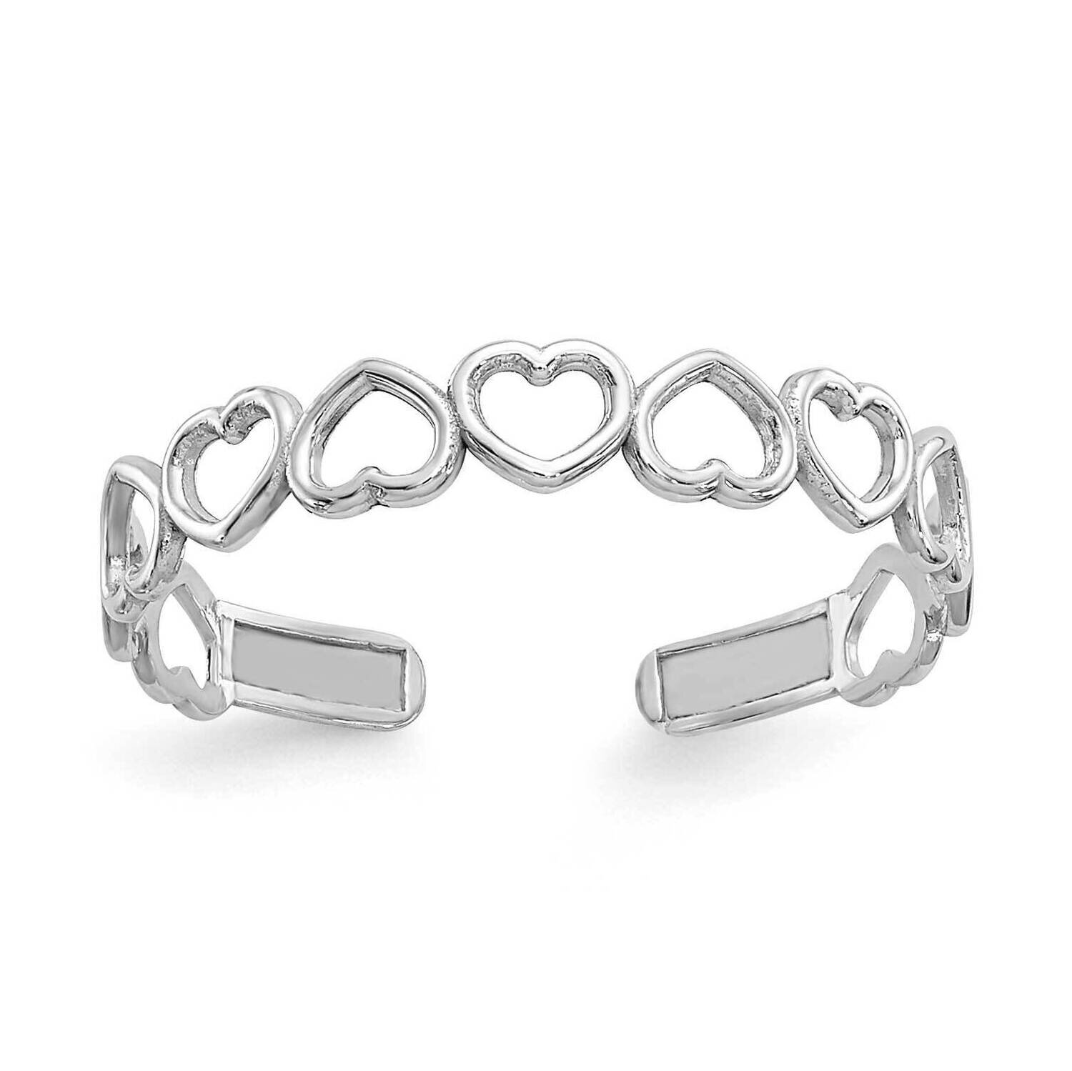 Polished Cut Out Hearts Toe Ring 10k White Gold 10K5107