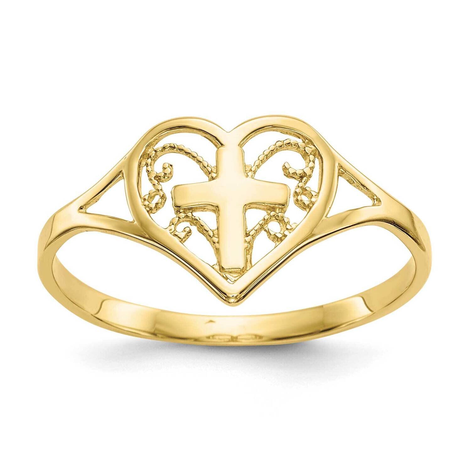 Heart with Cross Ring 10k Gold Polished 10K5117
