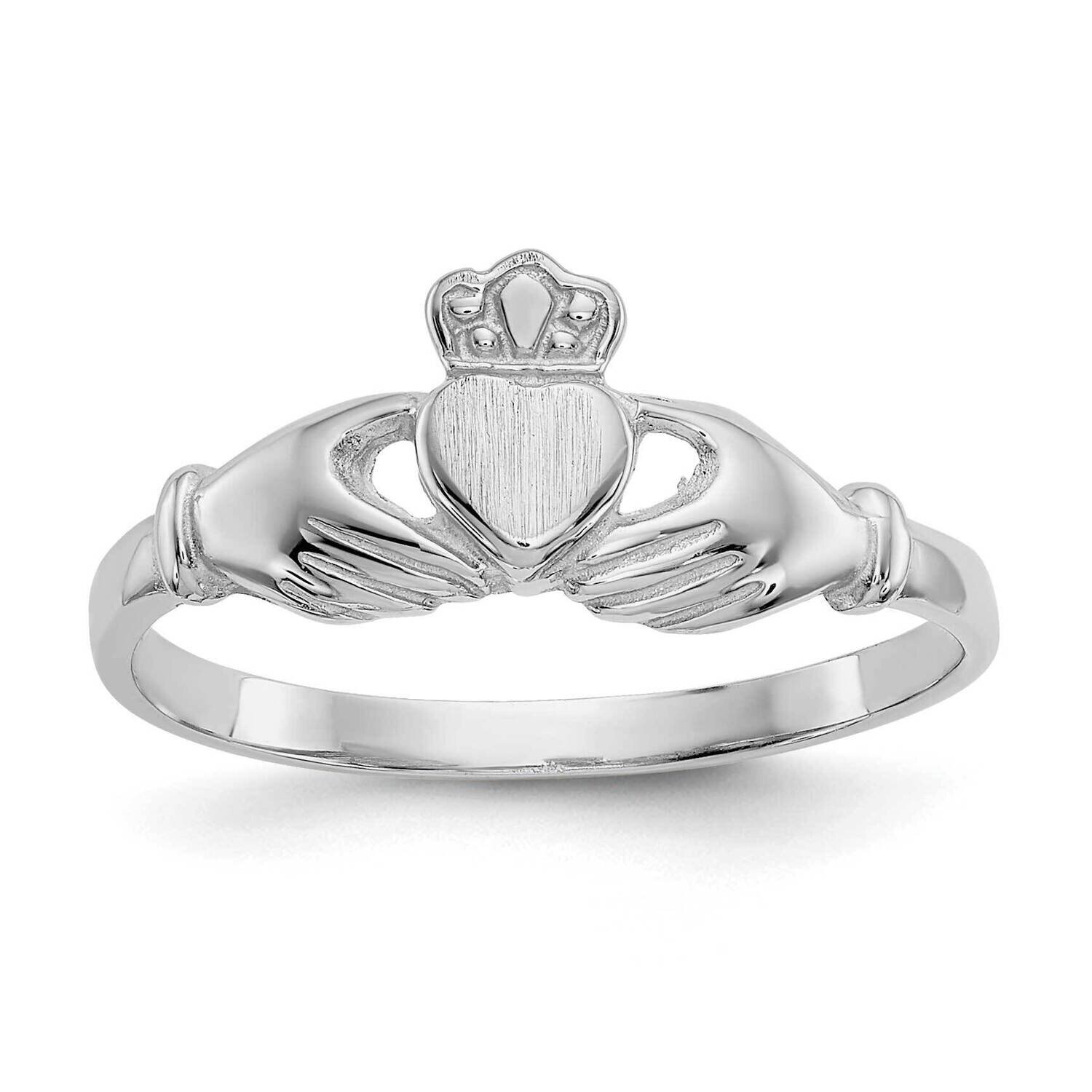 Polished &amp; Satin Claddagh Ring 10k White Gold 10K572, MPN: 10K572, 191101726002