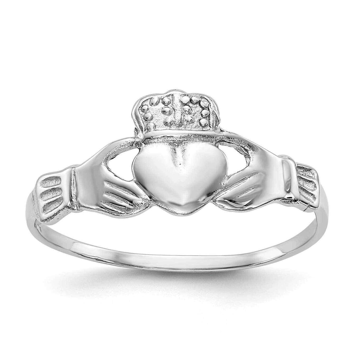 Polished Claddagh Ring 10k White Gold 10K573, MPN: 10K573, 191101725944