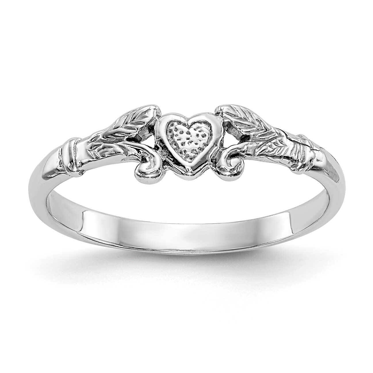 Textured Mini Heart Baby Ring 10k White Gold 10K5794