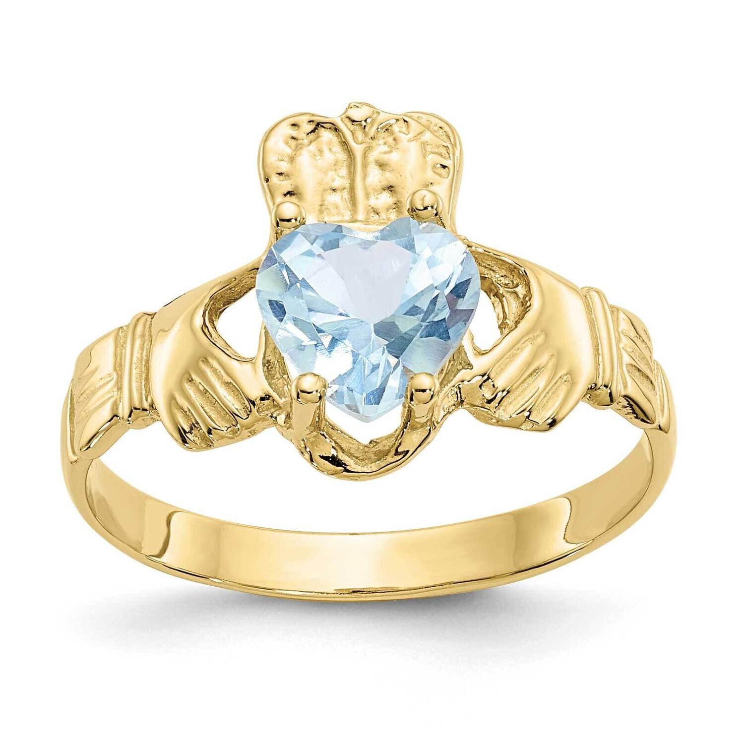 March Birthstone Claddagh Ring 10k Gold 10R489, MPN: 10R489, 191101715105