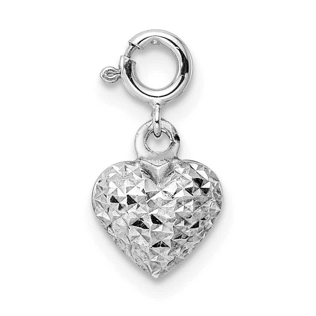 Diamond-Cut Heart Spring Ring Charm Pendant 14k White Gold C4829, MPN: C4829,