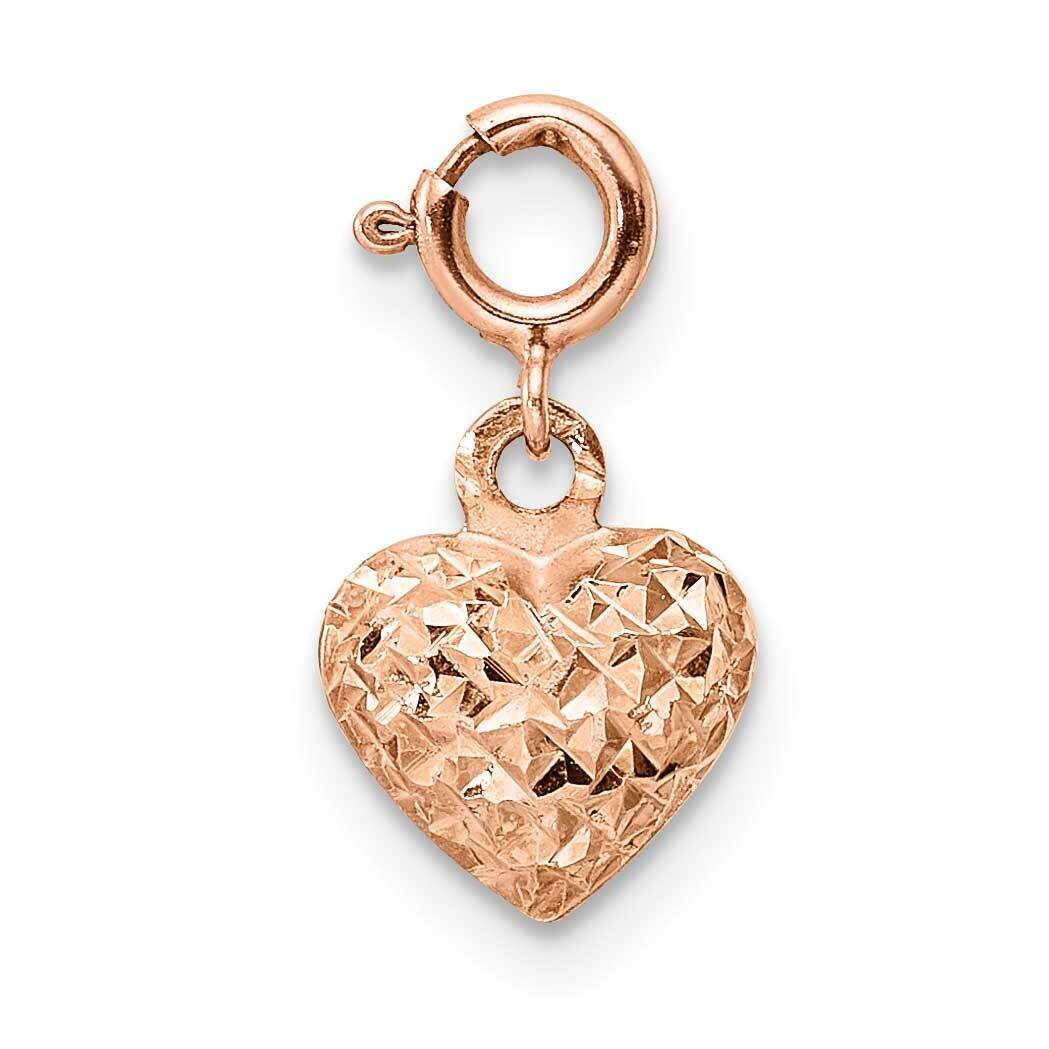 Diamond-Cut Heart with Spring Ring Charm Pendant 14k Rose Gold C4830, MPN: C4830,
