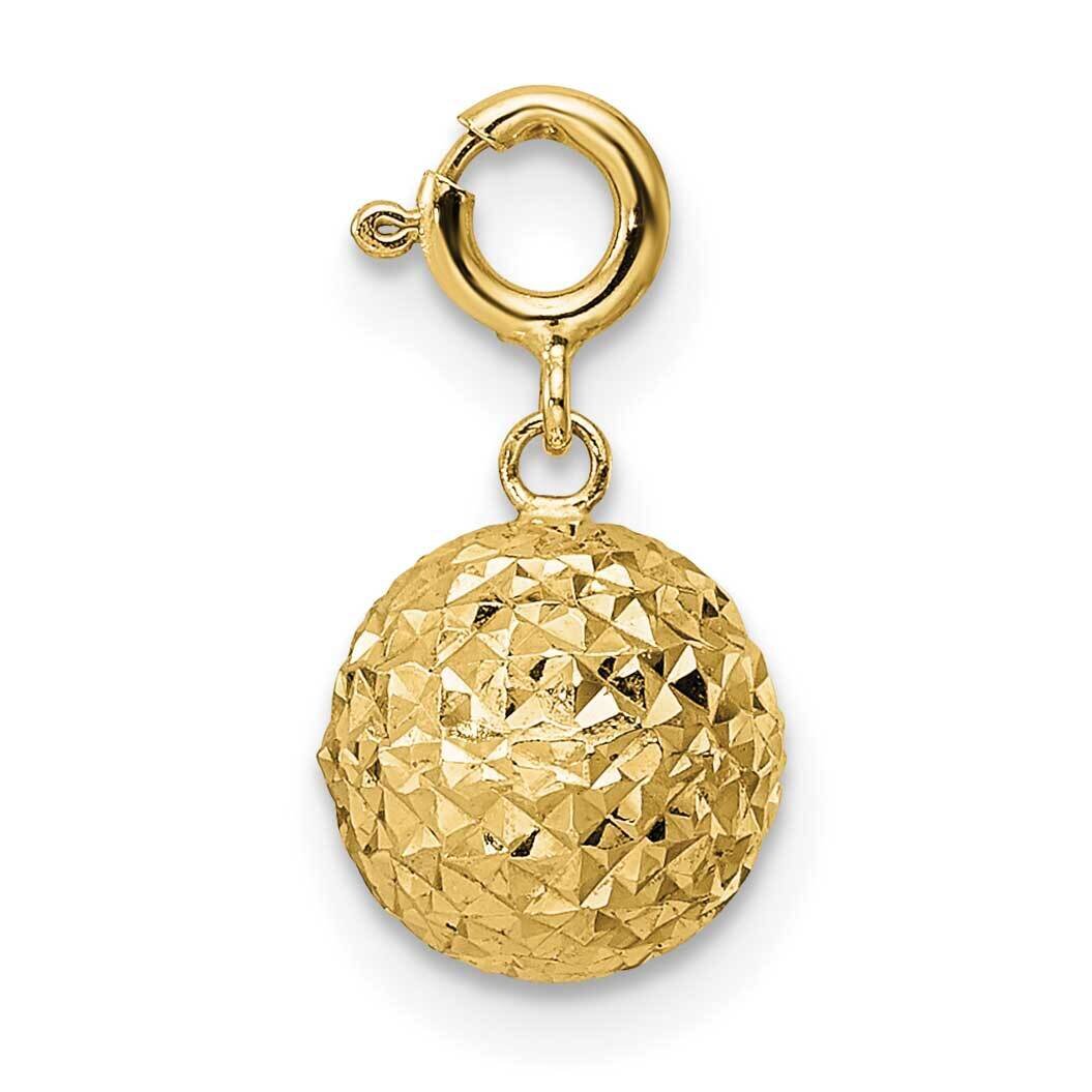Diamond-Cut Ball with Spring Ring Clasp Charm 14k Gold K9942
