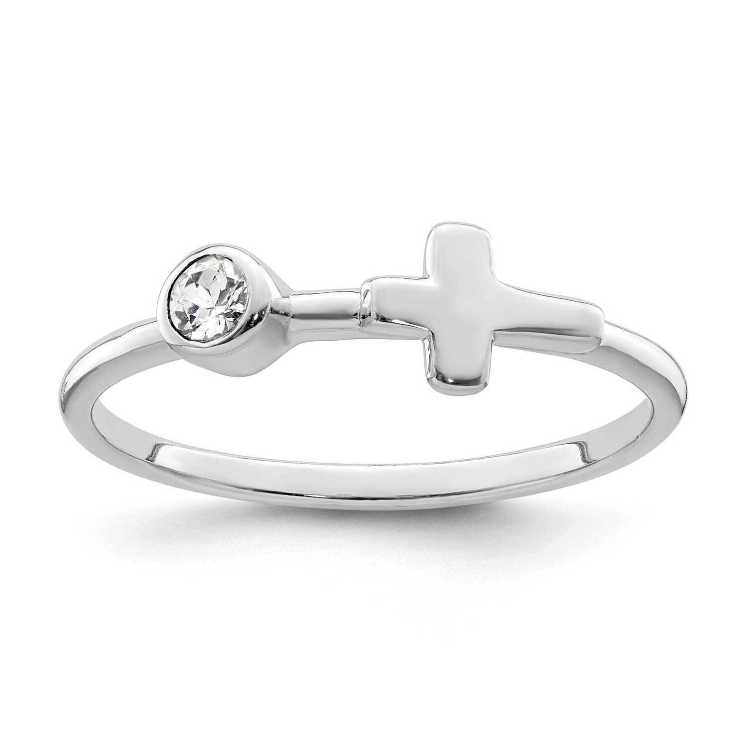 Cross White Topaz Ring Sterling Silver Rhodium-Plated Polished QBR33APR, MPN: QBR33APR,
