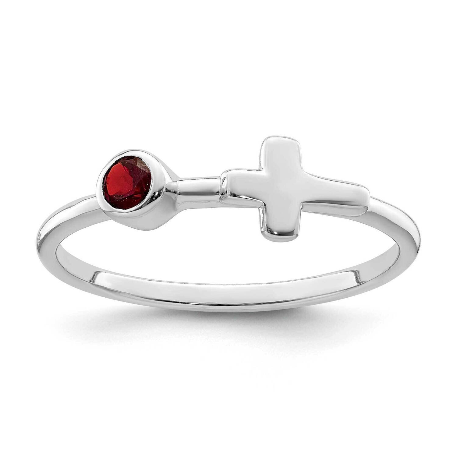 Cross Garnet Ring Sterling Silver Rhodium-Plated Polished QBR33JAN, MPN: QBR33JAN,