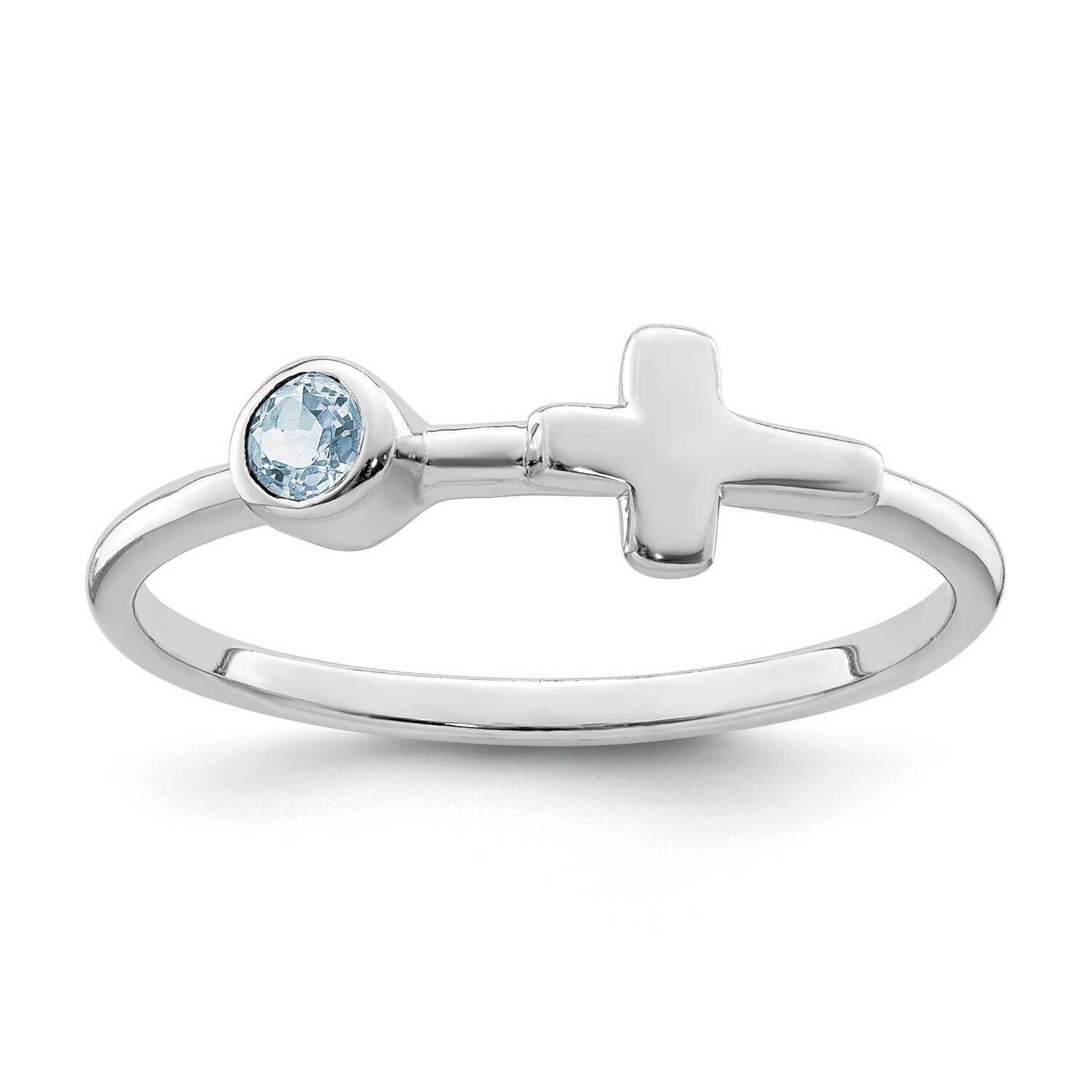 Cross Aquamarine Ring Sterling Silver Rhodium-Plated Polished QBR33MAR, MPN: QBR33MAR,