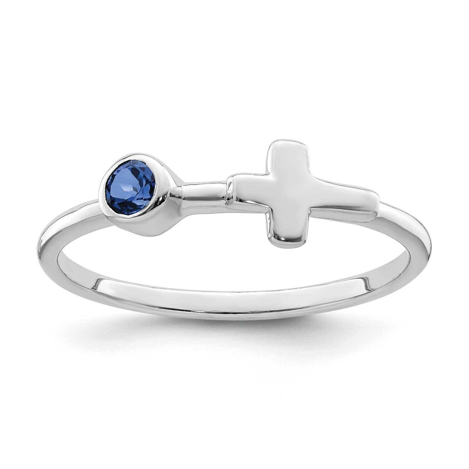 Cross Lab Created Sapphire Ring Sterling Silver Rhodium-Plated Polished QBR33SEP, MPN: QBR33SEP,