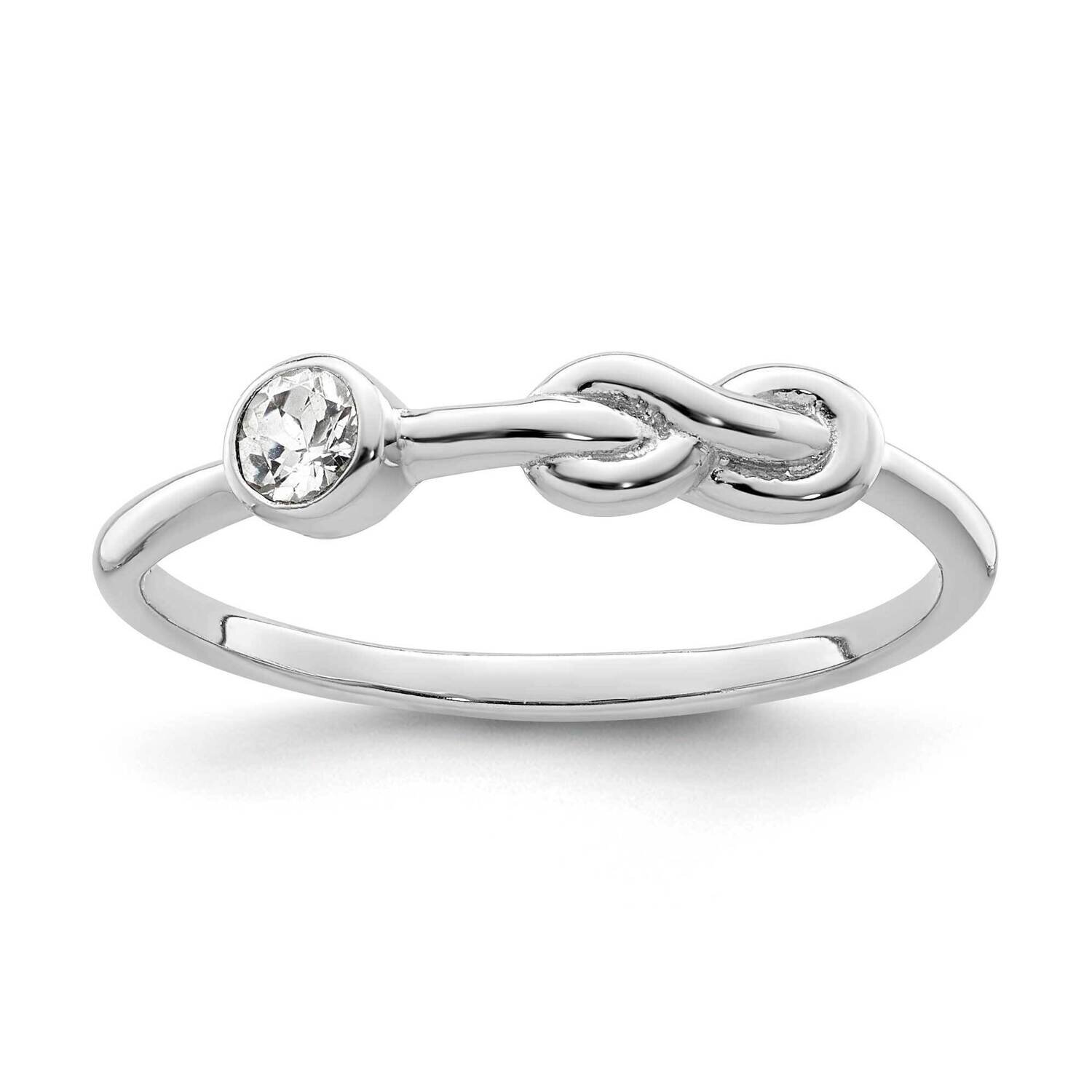 Infinity White Topaz Ring Sterling Silver Rhodium-Plated Polished QBR34APR, MPN: QBR34APR,