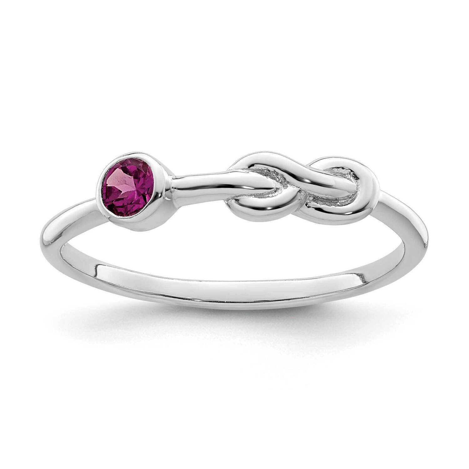 Polished Circle Rhodolite Garnet Infinity Ring Sterling Silver Rhodium-Plated QBR34JUN