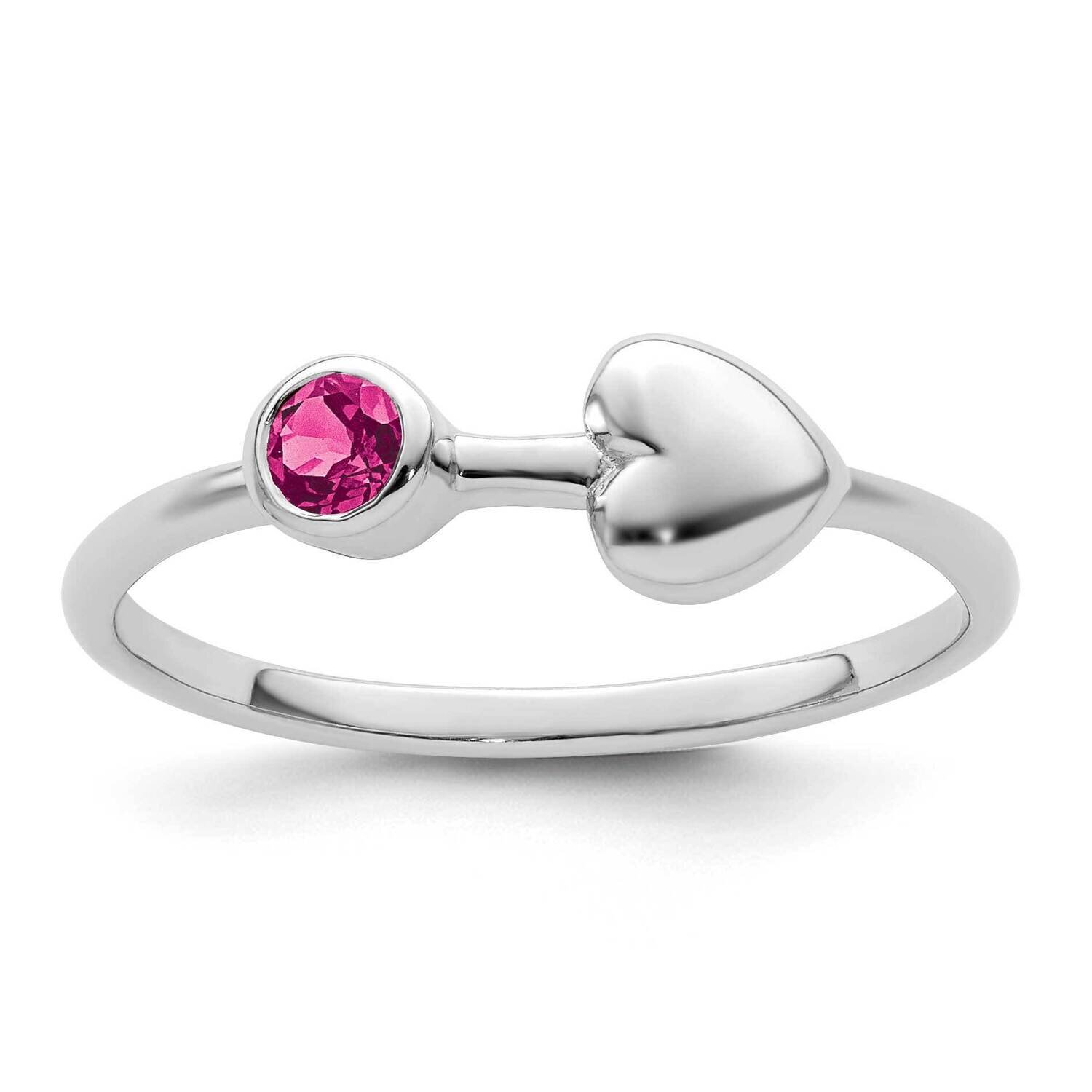 Heart Pink Tourmaline Ring Sterling Silver Rhodium-Plated Polished QBR35OCT