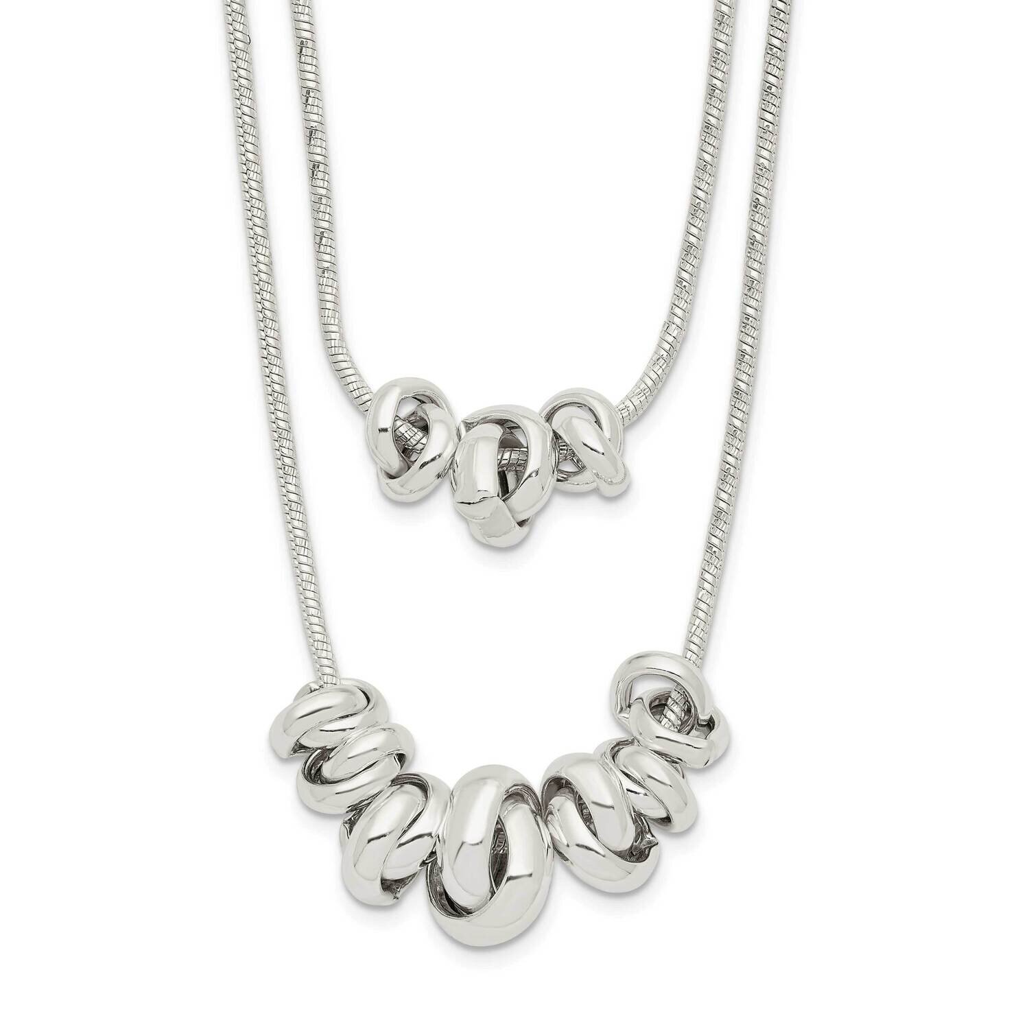 Double Rings 2-Strand with 2 In Extender Necklace 15.5 Inch Sterling Silver QG6007-15.5, MPN: QG600…