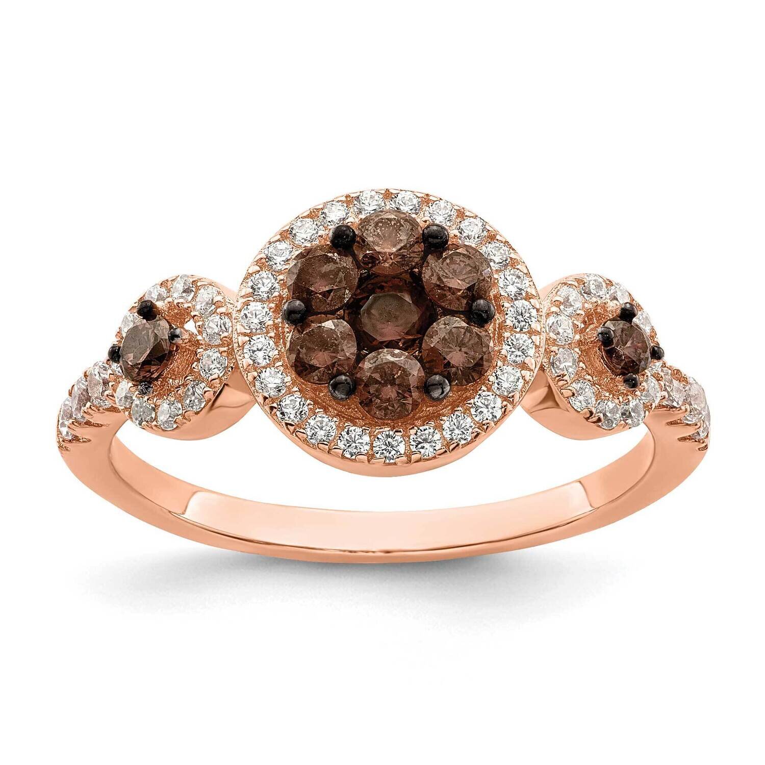 Black Rhodium-Plated CZ Diamond Fancy Ring Sterling Silver Rose-Tone QR7198, MPN: QR7198,