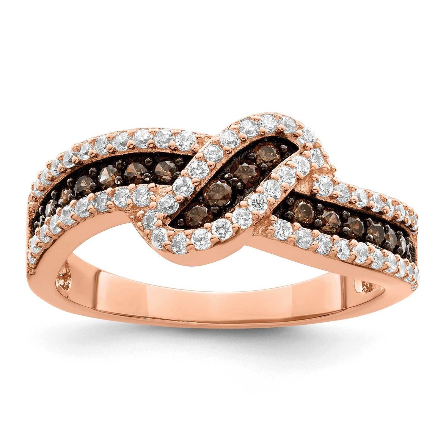Black Rhodium-Plated CZ Diamond Fancy Ring Sterling Silver Rose-Tone QR7200, MPN: QR7200,
