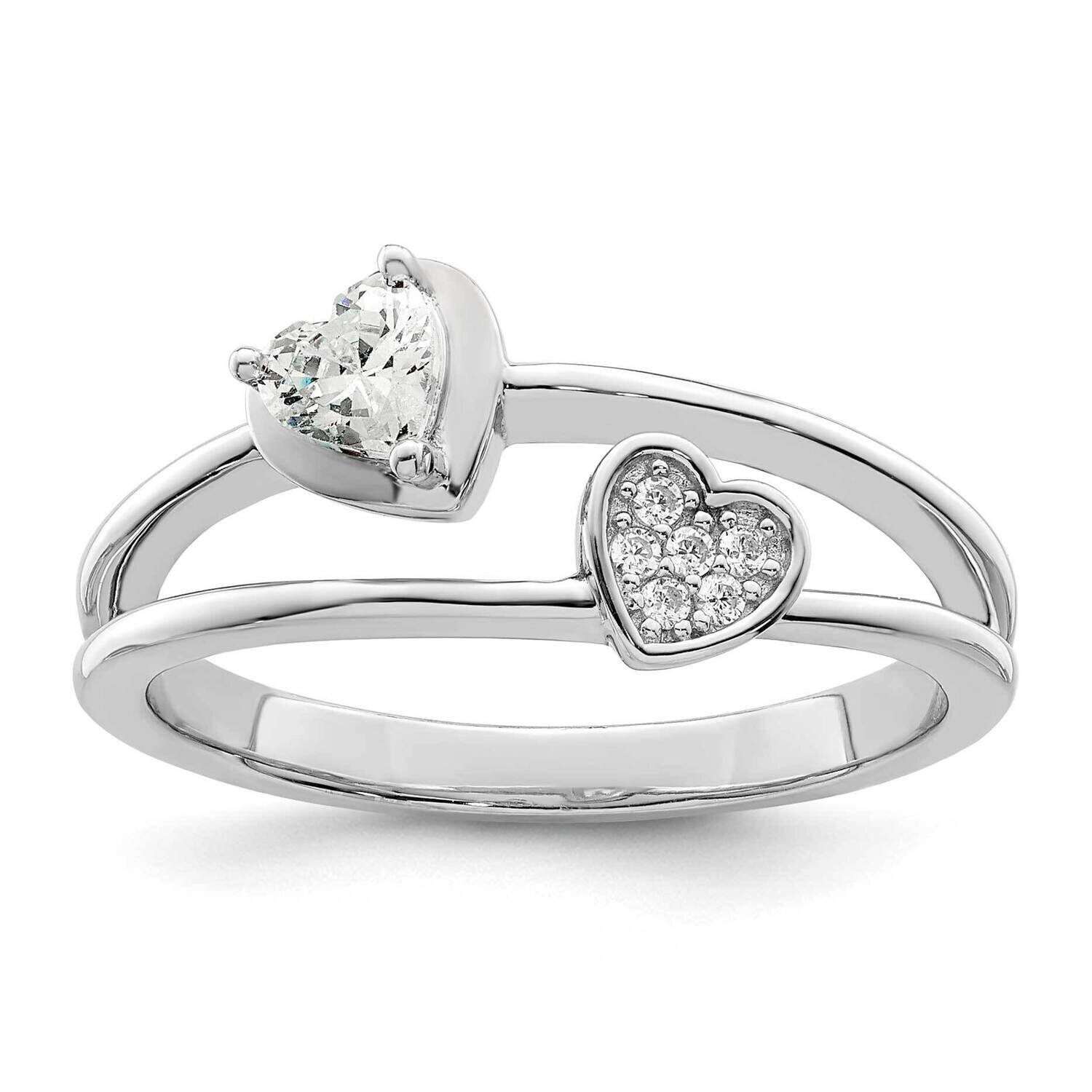 CZ Diamond Hearts Ring Sterling Silver Rhodium-Plated QR7205, MPN: QR7205,
