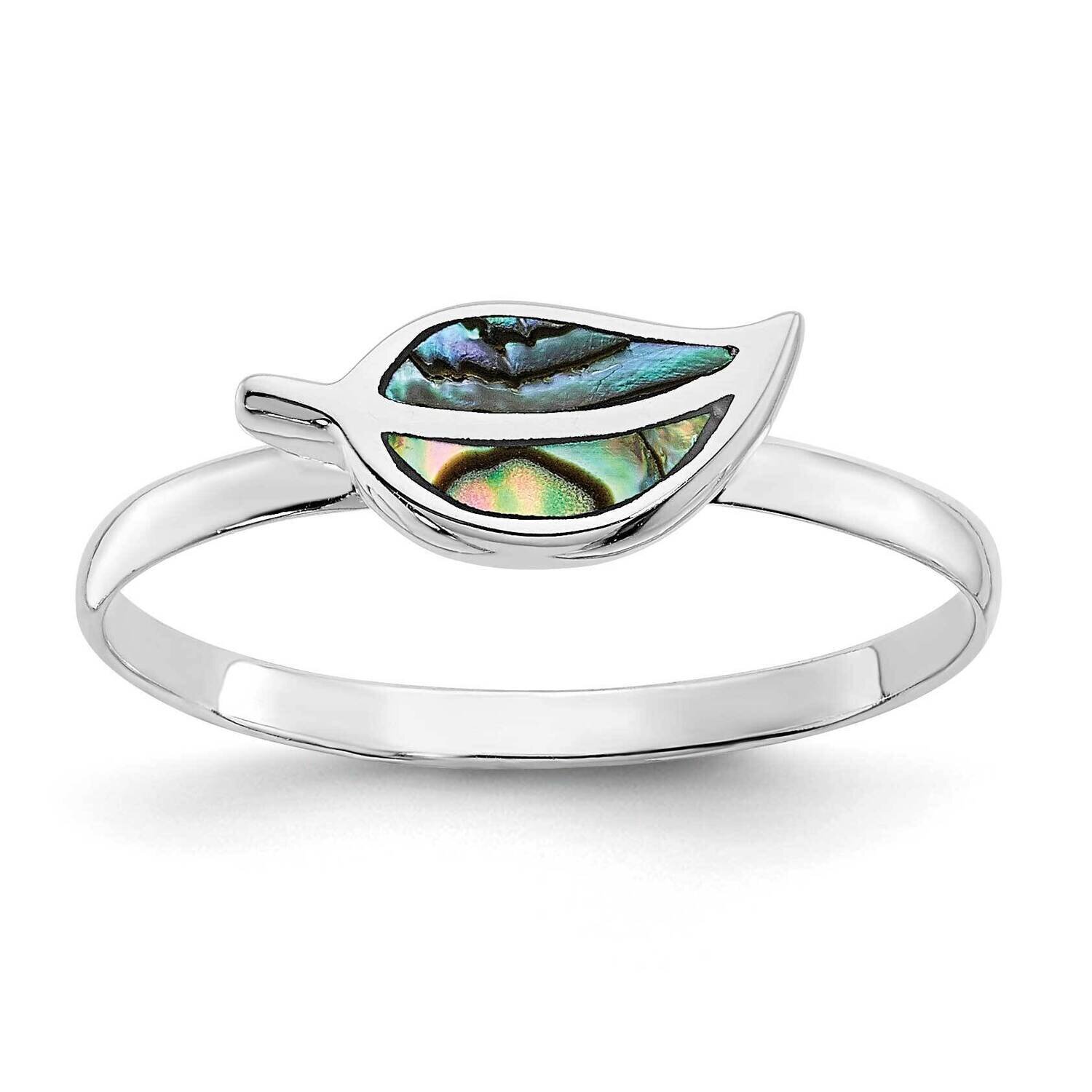 Abalone Leaf Ring Sterling Silver Rhodium-Plated QR7217