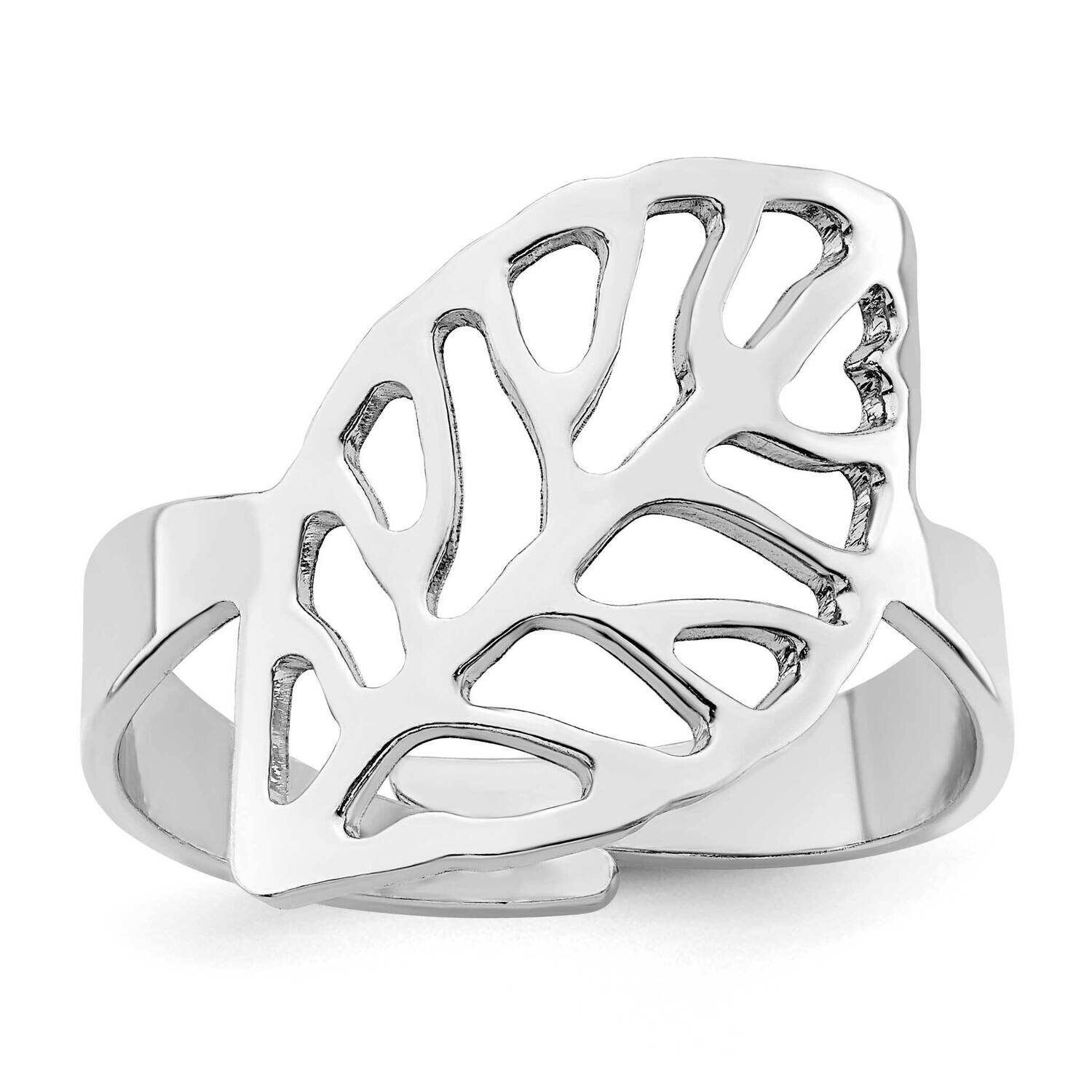 Polished Four Leaf Adjustable Ring Sterling Silver Rhodium-Plated QR7227, MPN: QR7227,