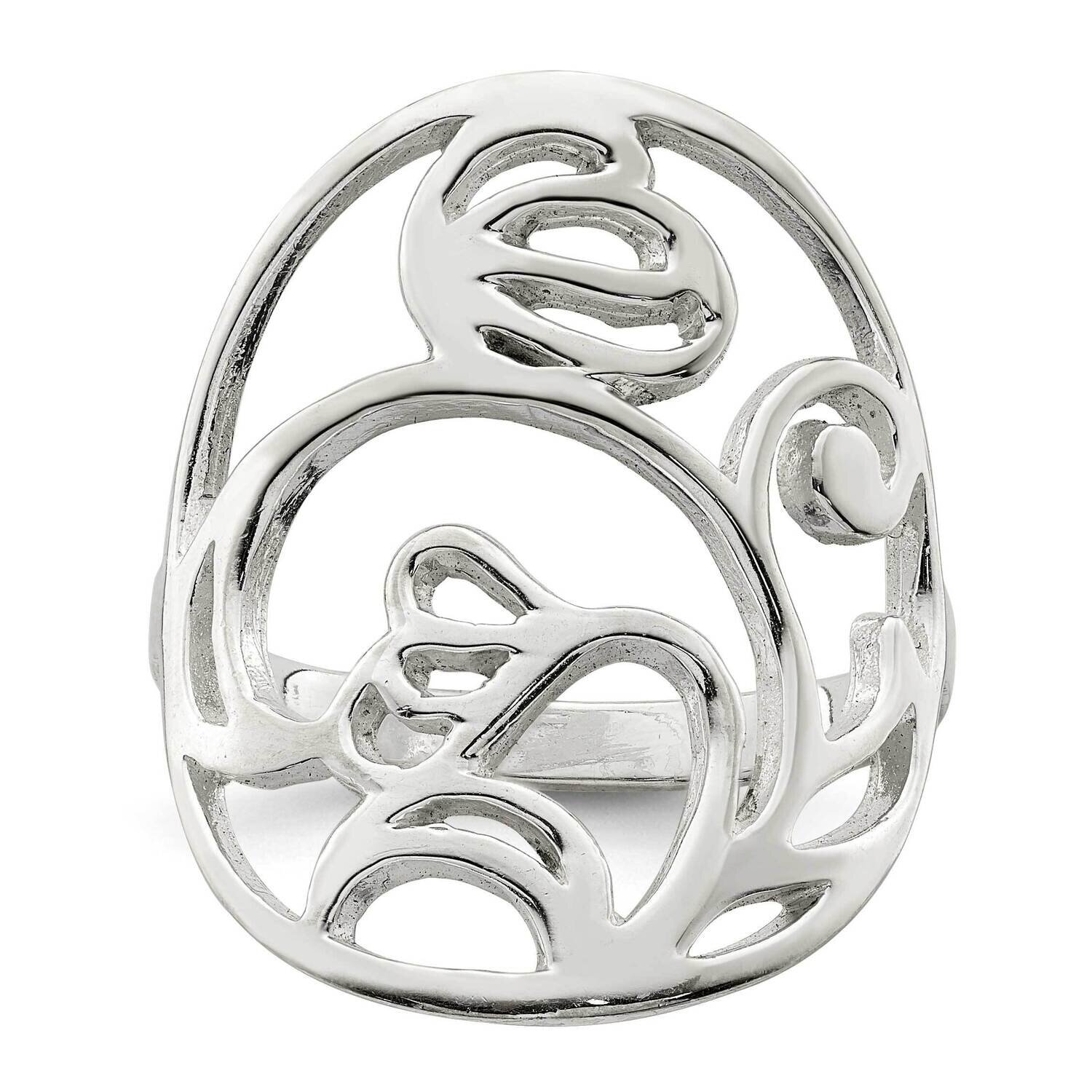 Wavy Design Ring Sterling Silver Polished QR7228, MPN: QR7228,