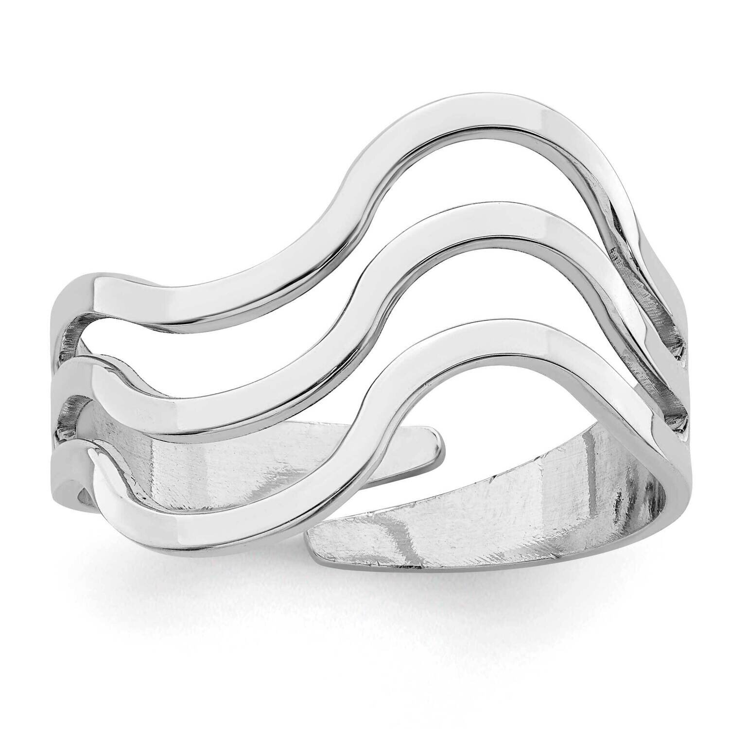 Polished Wavy Adjustable Ring Sterling Silver Rhodium-Plated QR7232, MPN: QR7232,