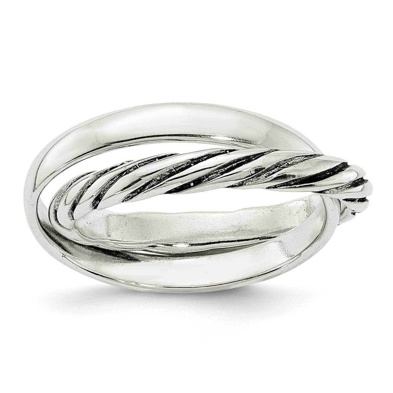 Twisted Intertwined Rings Sterling Silver Polished QR7236, MPN: QR7236,