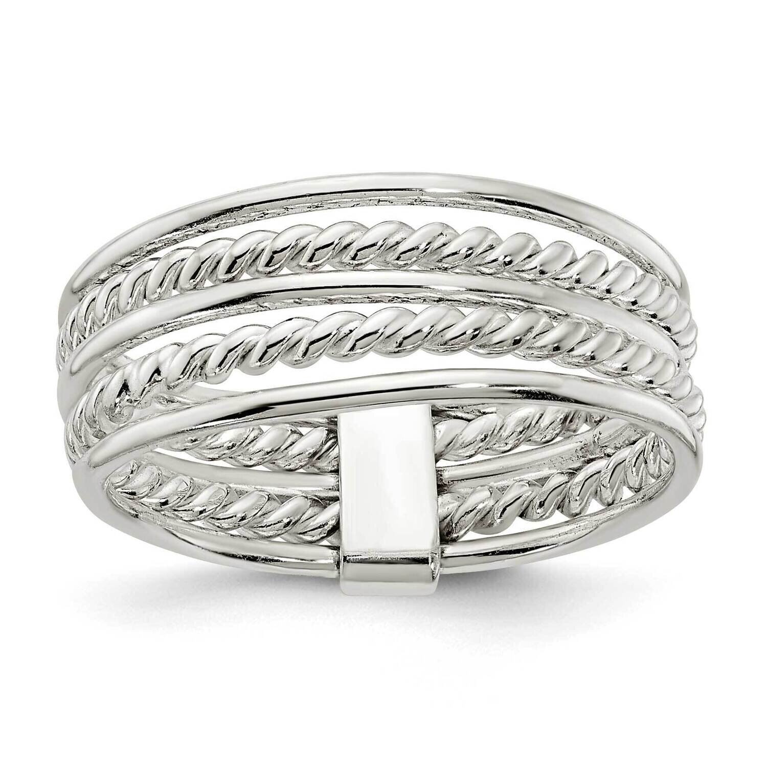 Twisted Multiple Attached Rings Sterling Silver Polished QR7237