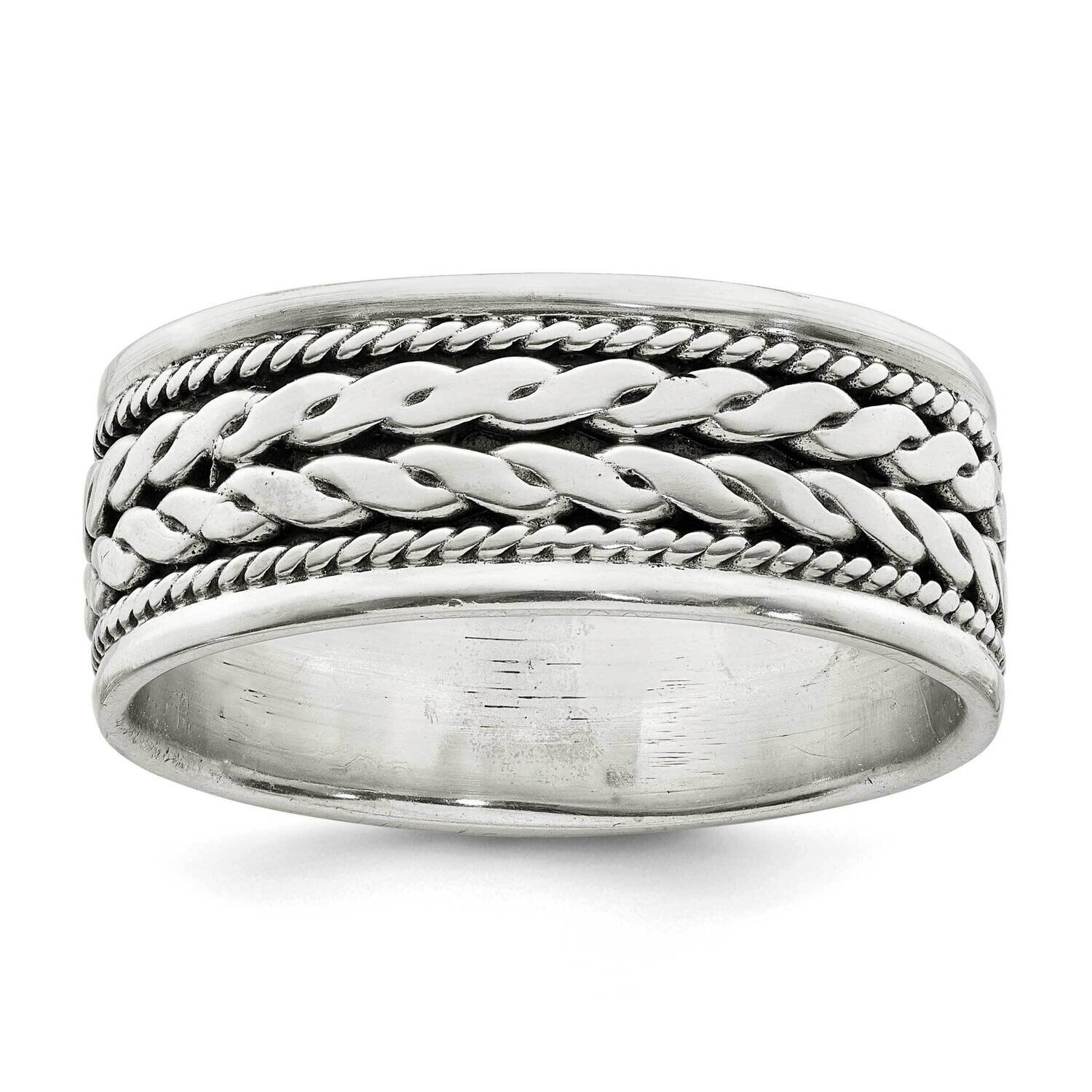 Rope Design Men's Ring Sterling Silver Antiqued QR7239