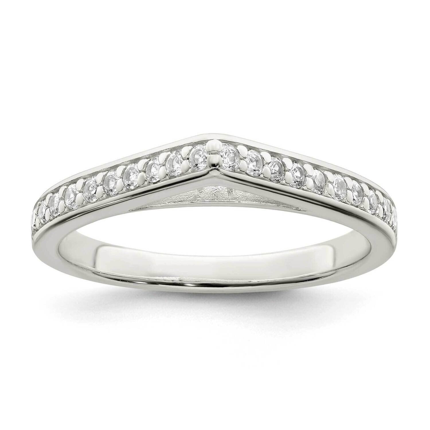 CZ Diamond Pointed Ring Sterling Silver Polished QR7240, MPN: QR7240,