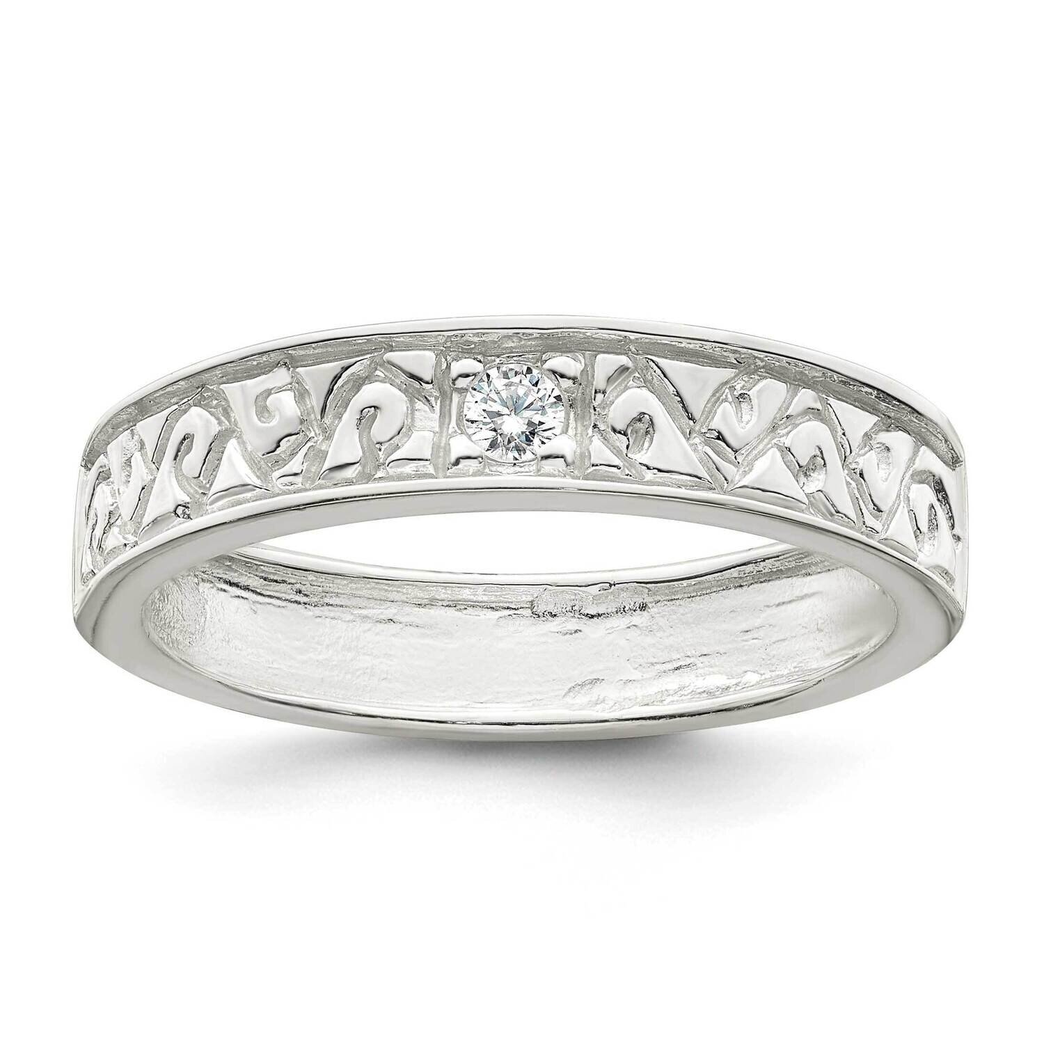 CZ Diamond Fancy Design Ring Sterling Silver Polished QR7242, MPN: QR7242,