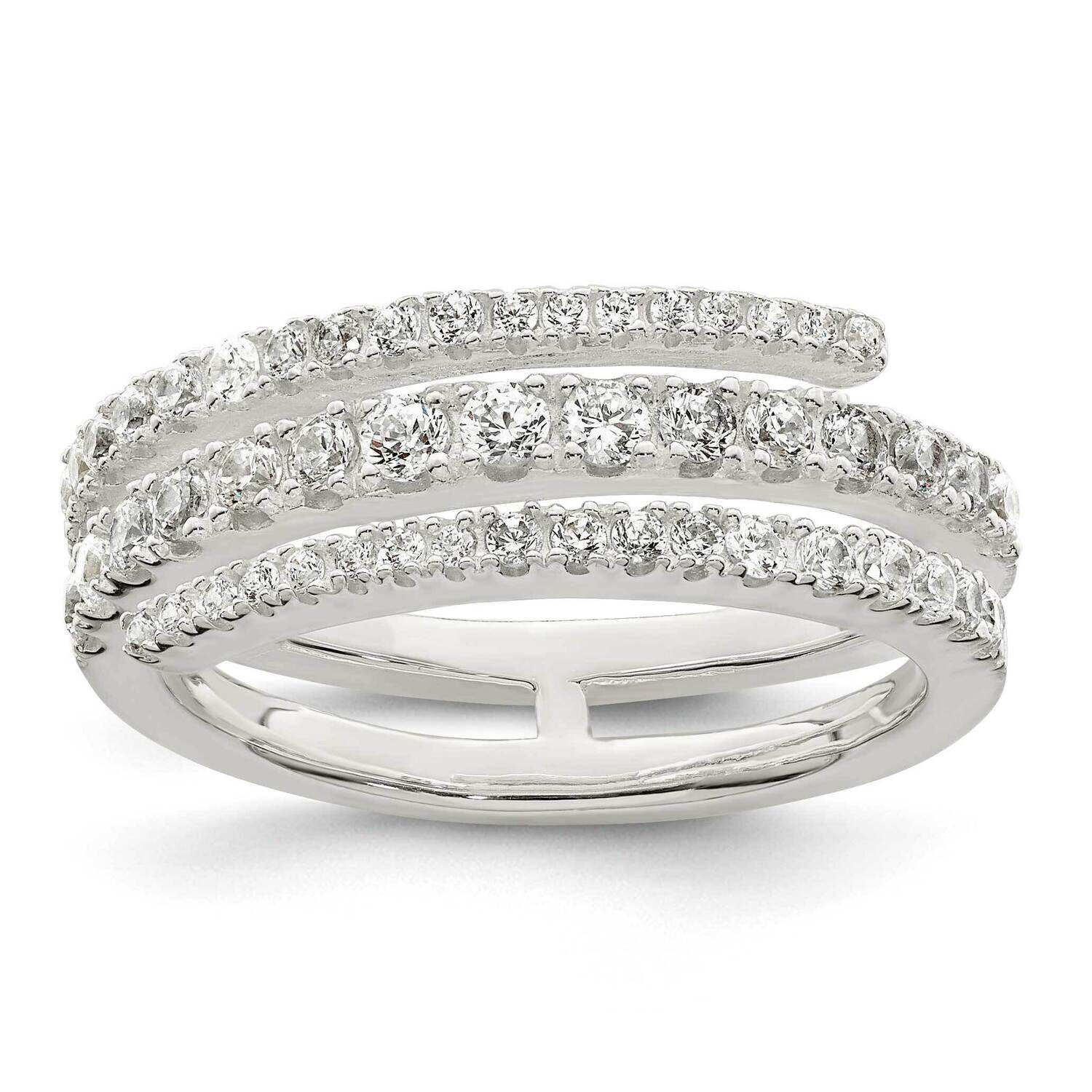 Wrap Ring Sterling Silver Cz Diamond QR7245, MPN: QR7245,