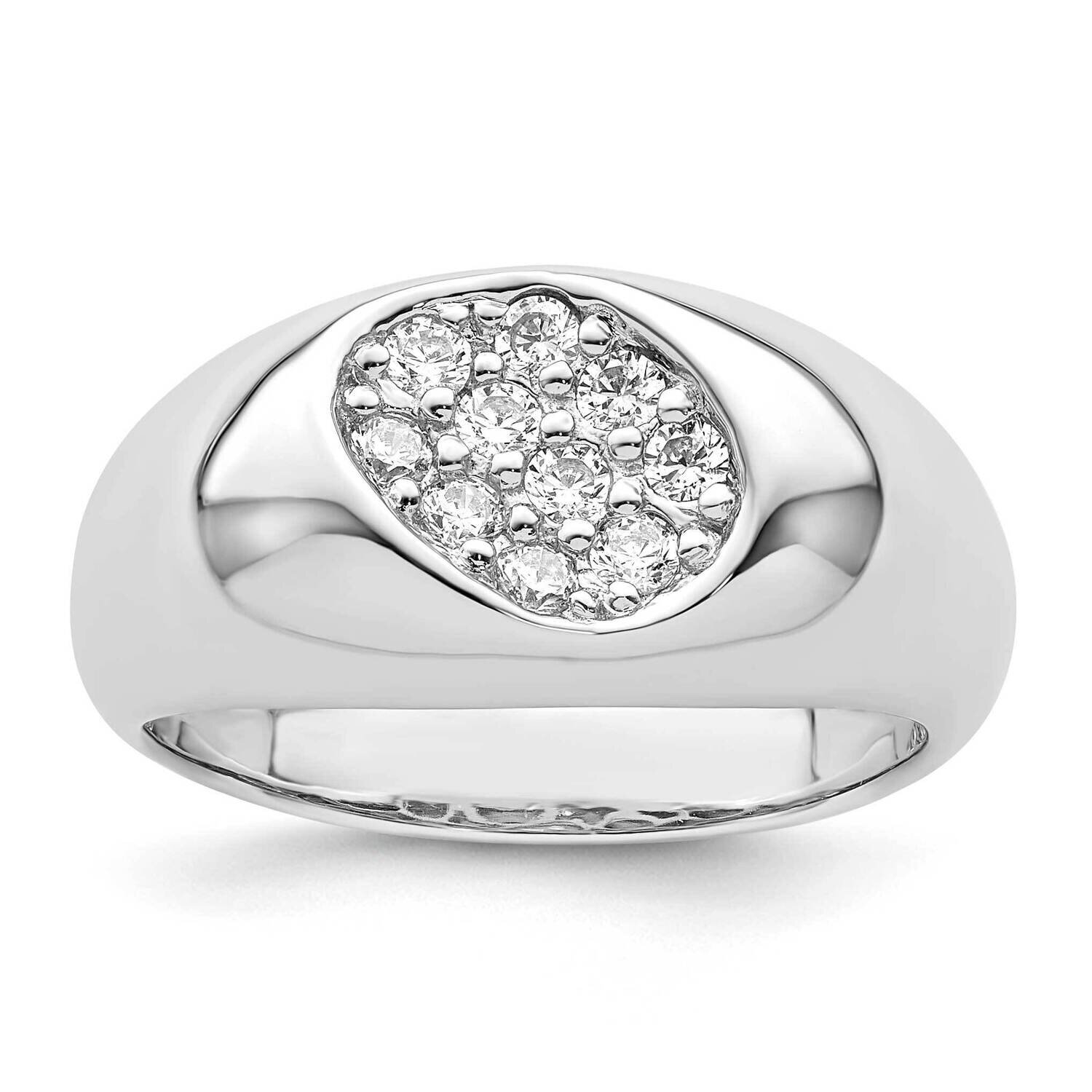 CZ Diamond Oval Cluster Ring Sterling Silver Rhodium-Plated QR7253, MPN: QR7253,