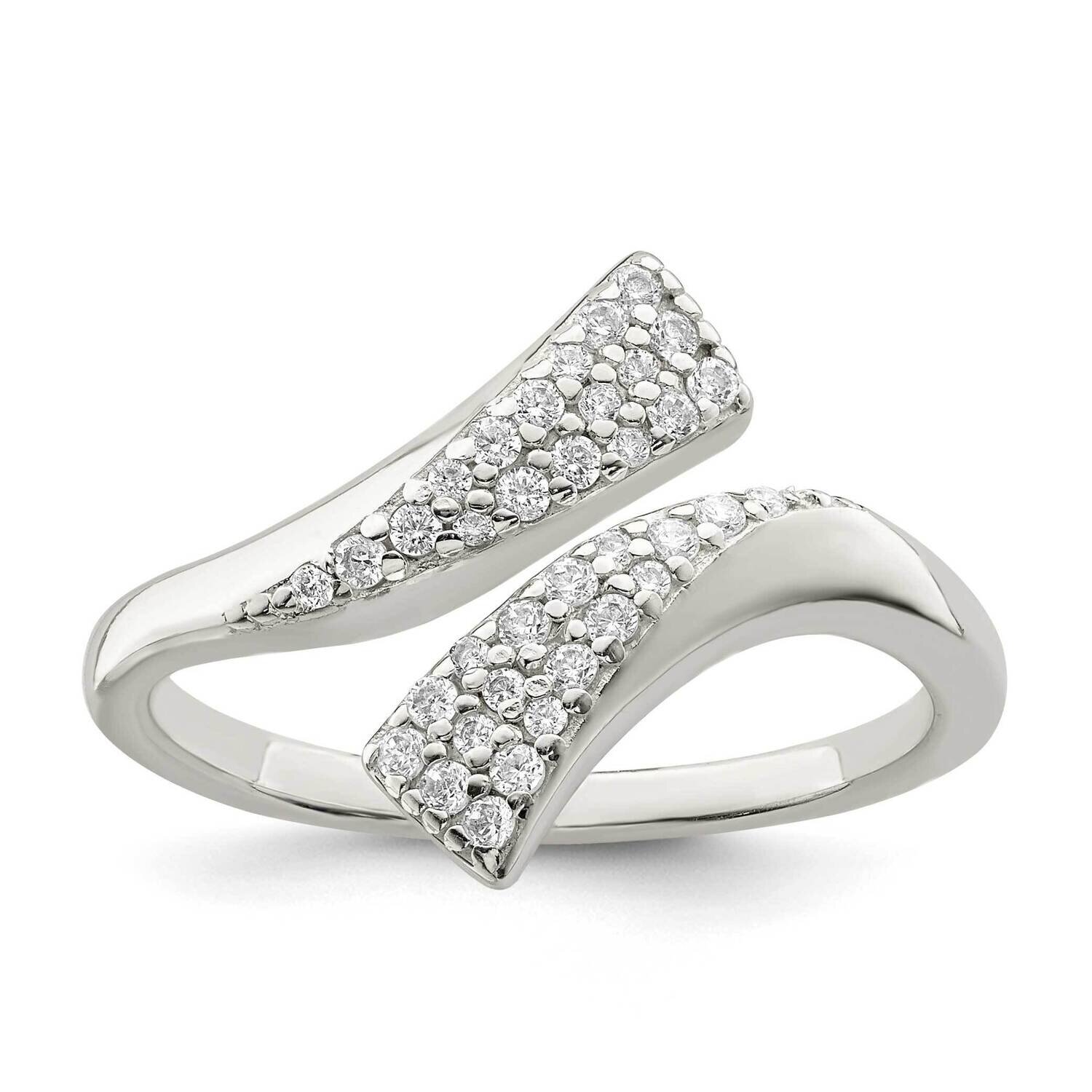 CZ Diamond Fancy Bypass Ring Sterling Silver Polished QR7261, MPN: QR7261,