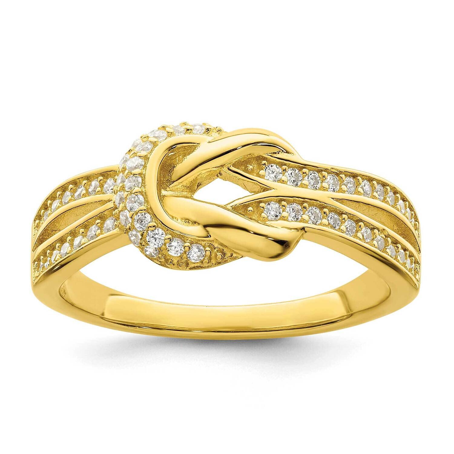 Gold-Tone CZ Diamond Knot Ring Sterling Silver Polished QR7271