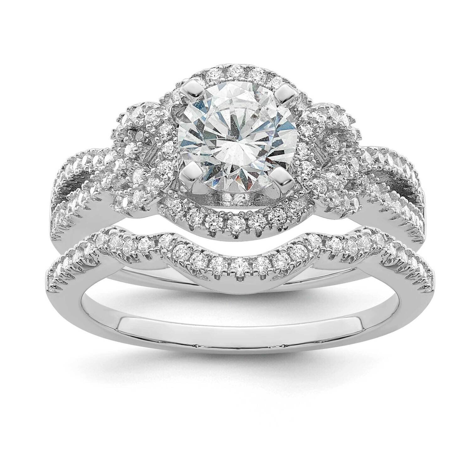 2 Piece Bridal Ring Set Sterling Silver Rhodium-Plated QR7300, MPN: QR7300,