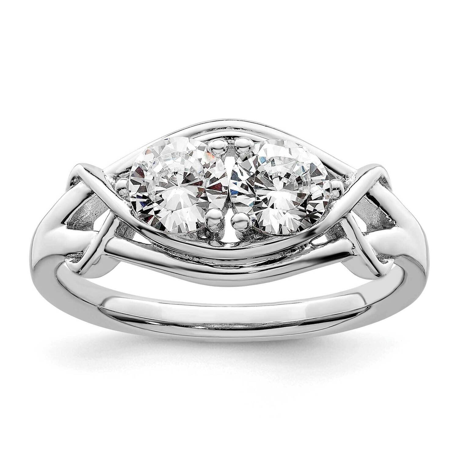 CZ Diamond Ring Sterling Silver Rhodium-Plated QR7307, MPN: QR7307,