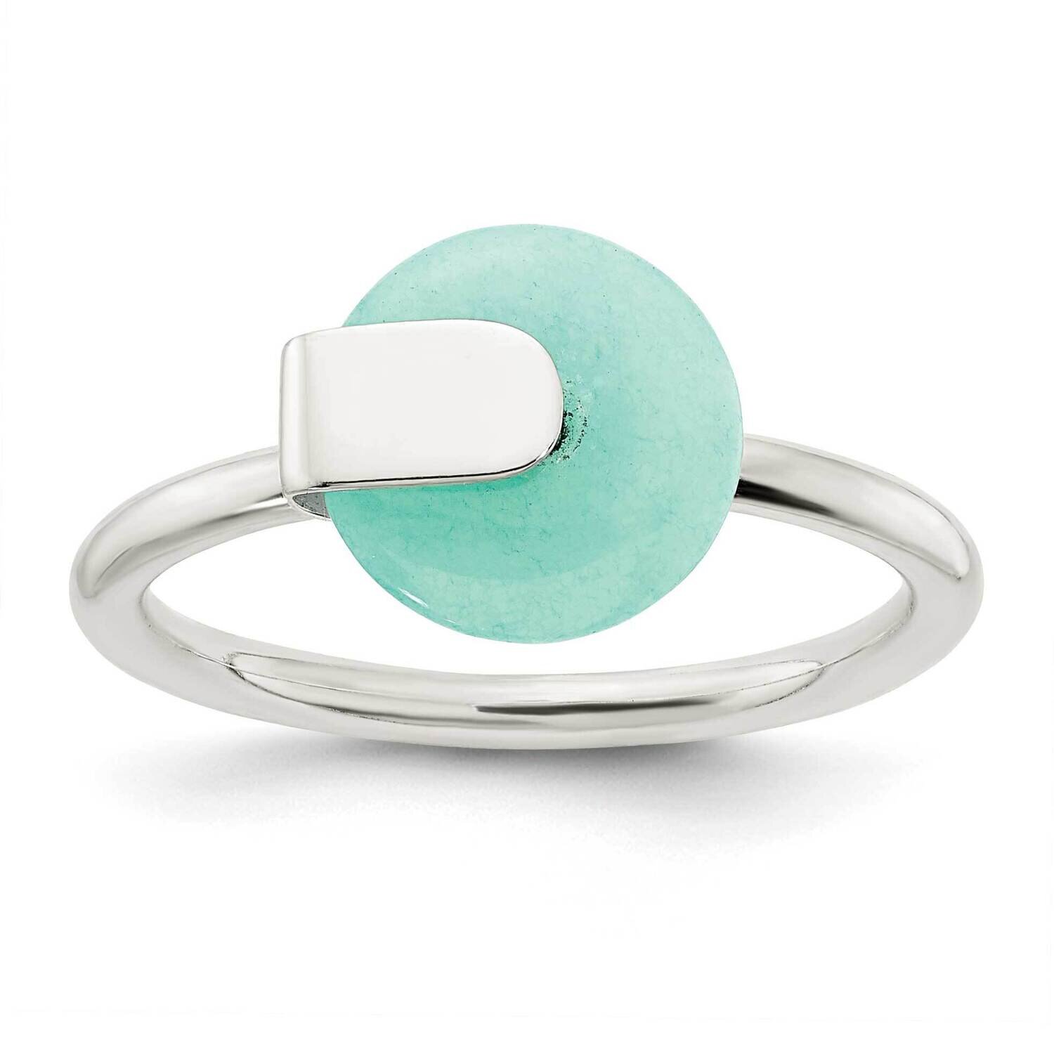 Round Imitation Turquoise Ring Sterling Silver Polished QR7338