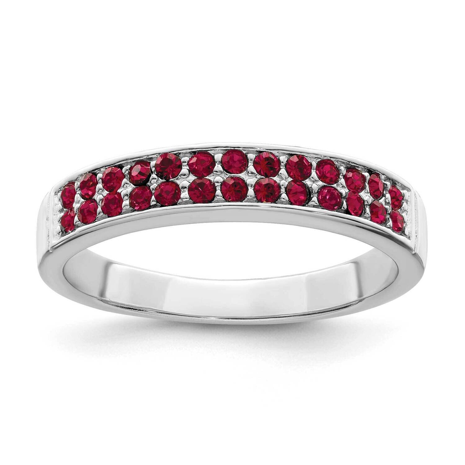 Red Crystal Ring Sterling Silver Rhodium-Plated Polished QR7351, MPN: QR7351,